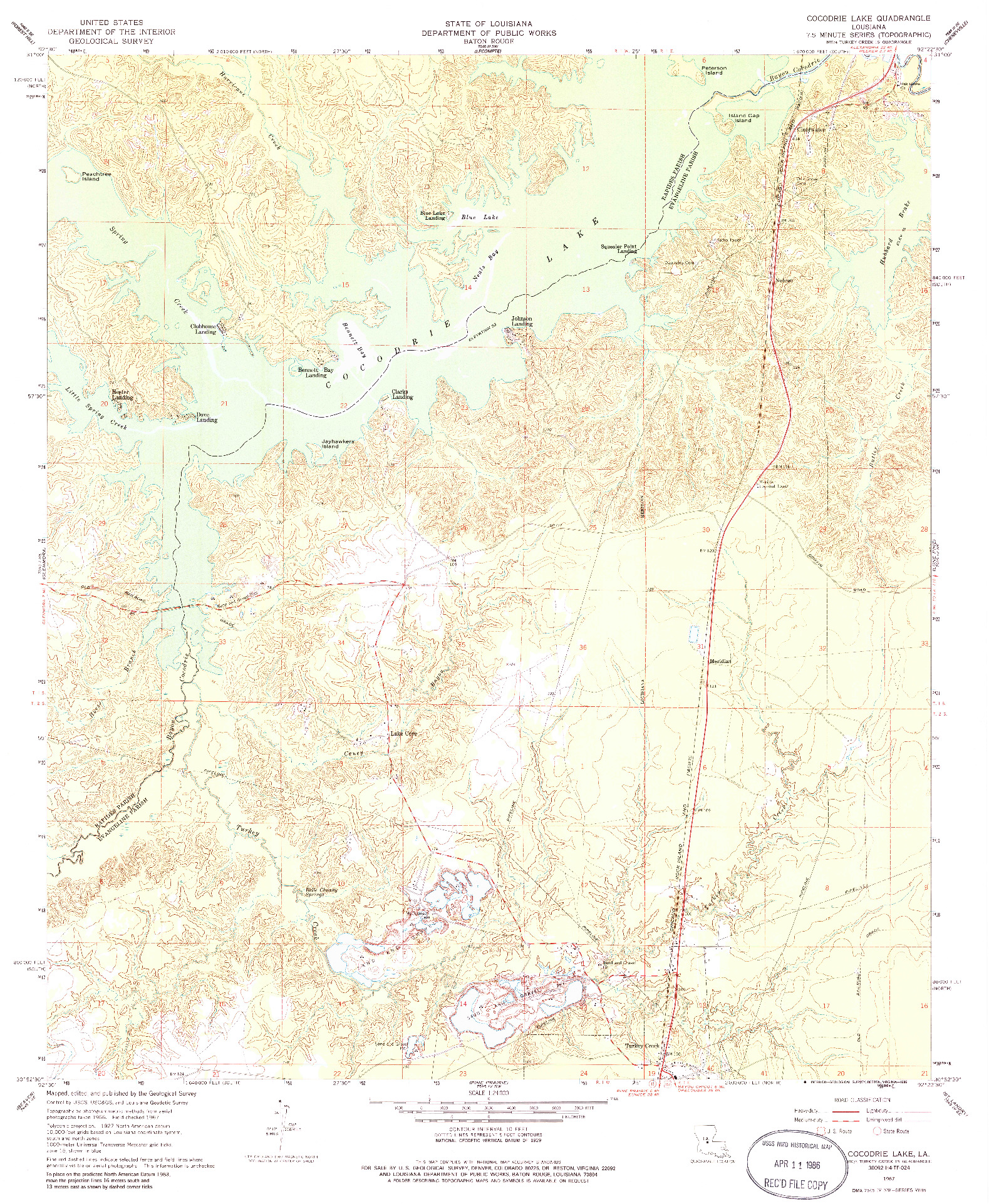 USGS 1:24000-SCALE QUADRANGLE FOR COCODRIE LAKE, LA 1967