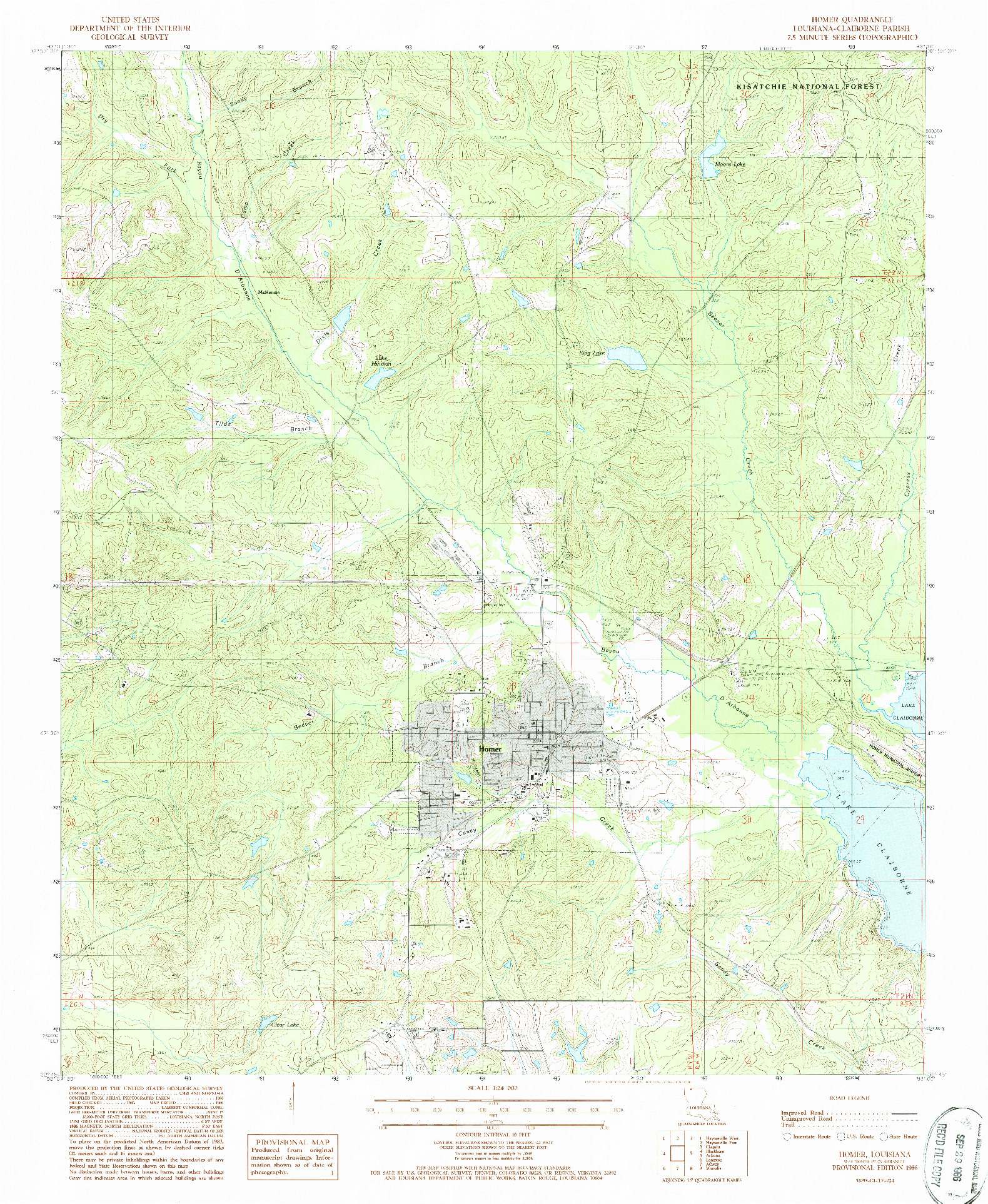 USGS 1:24000-SCALE QUADRANGLE FOR HOMER, LA 1986