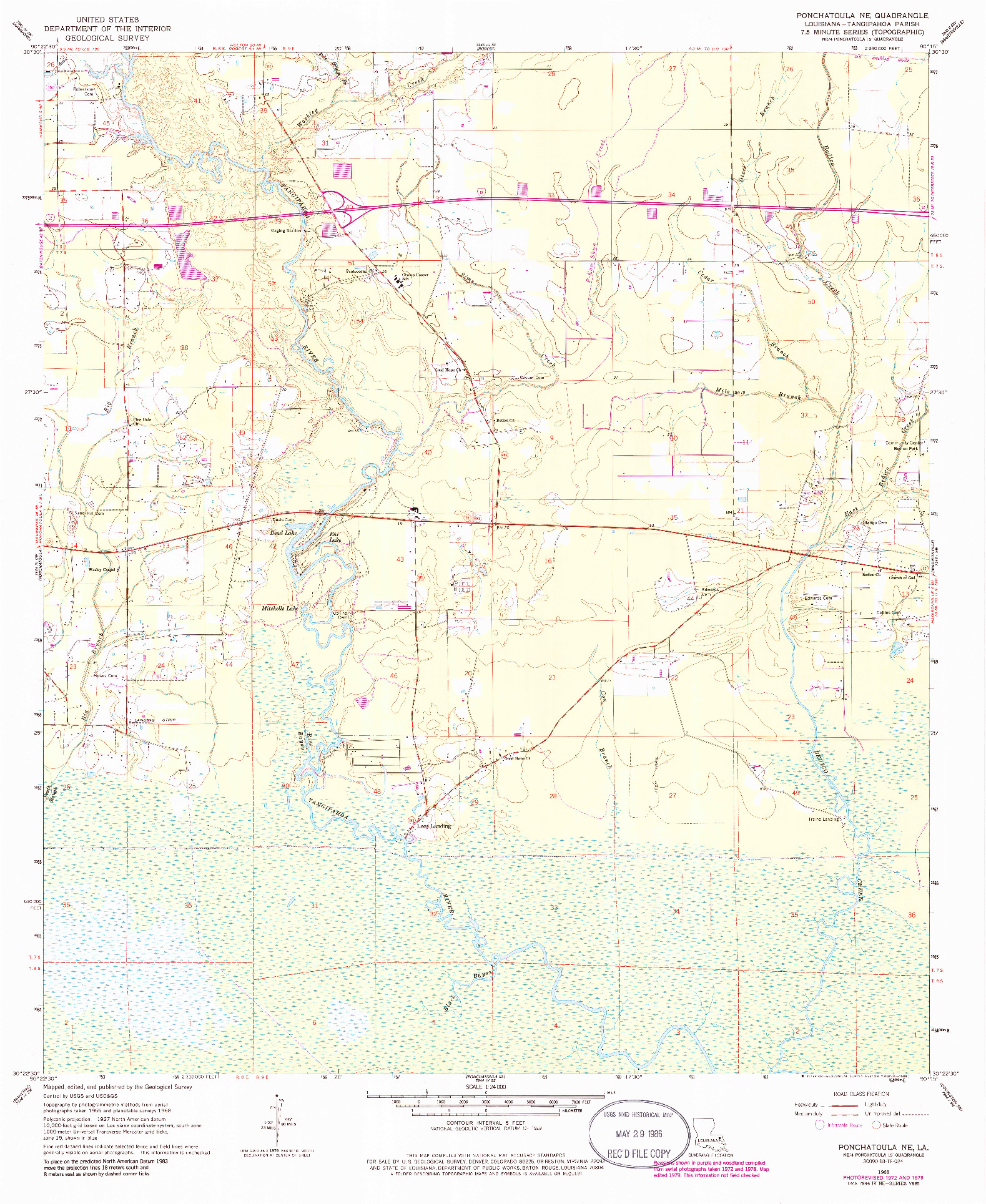 USGS 1:24000-SCALE QUADRANGLE FOR PONCHATOULA NE, LA 1968