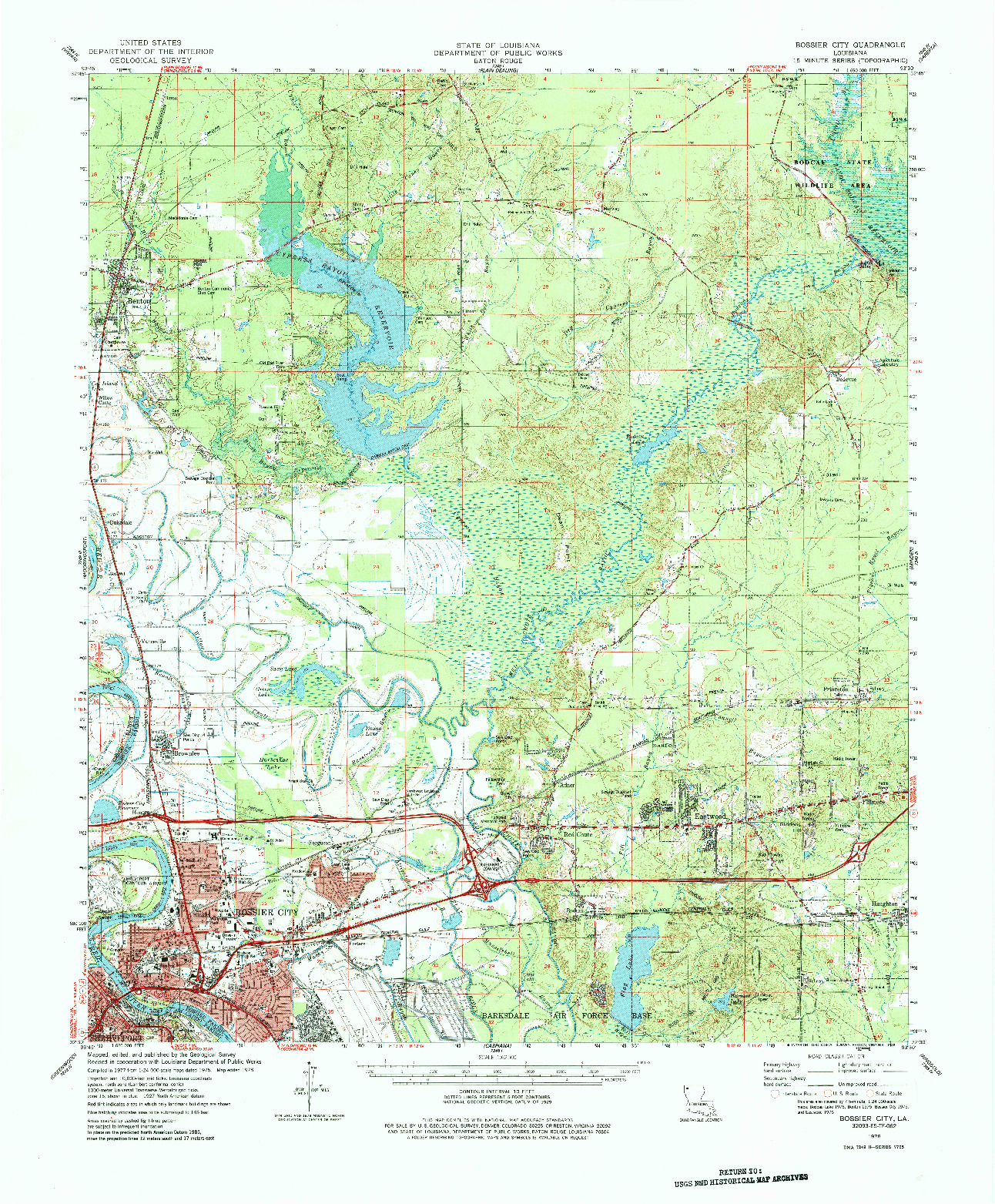 USGS 1:62500-SCALE QUADRANGLE FOR BOSSIER CITY, LA 1978