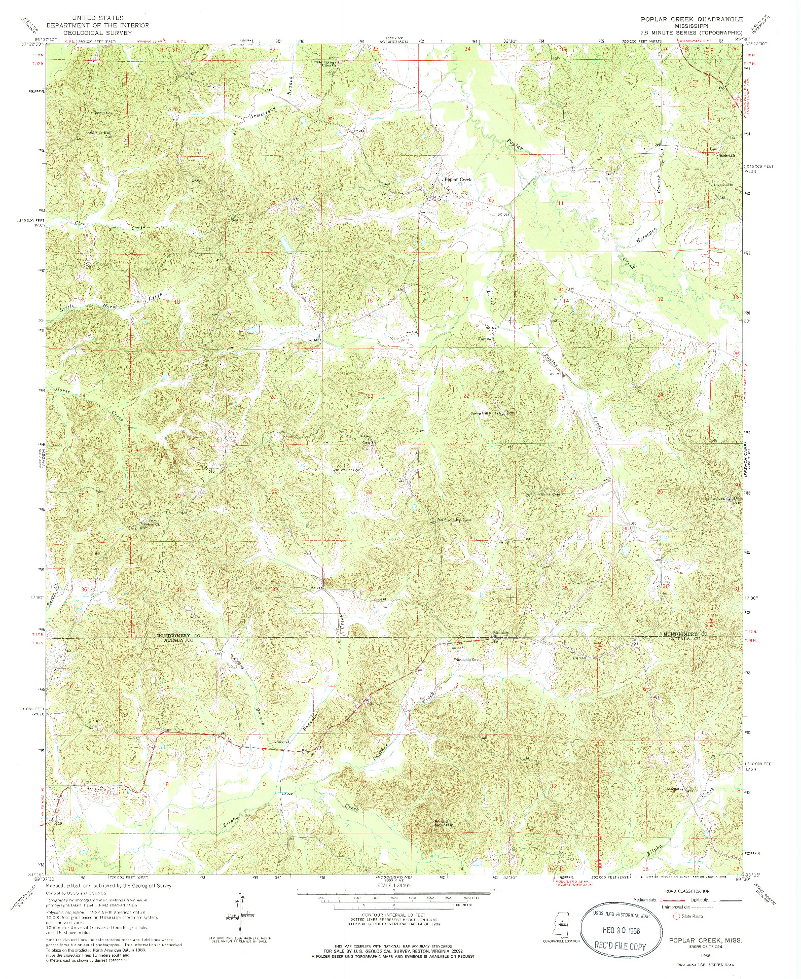 USGS 1:24000-SCALE QUADRANGLE FOR POPLAR CREEK, MS 1966