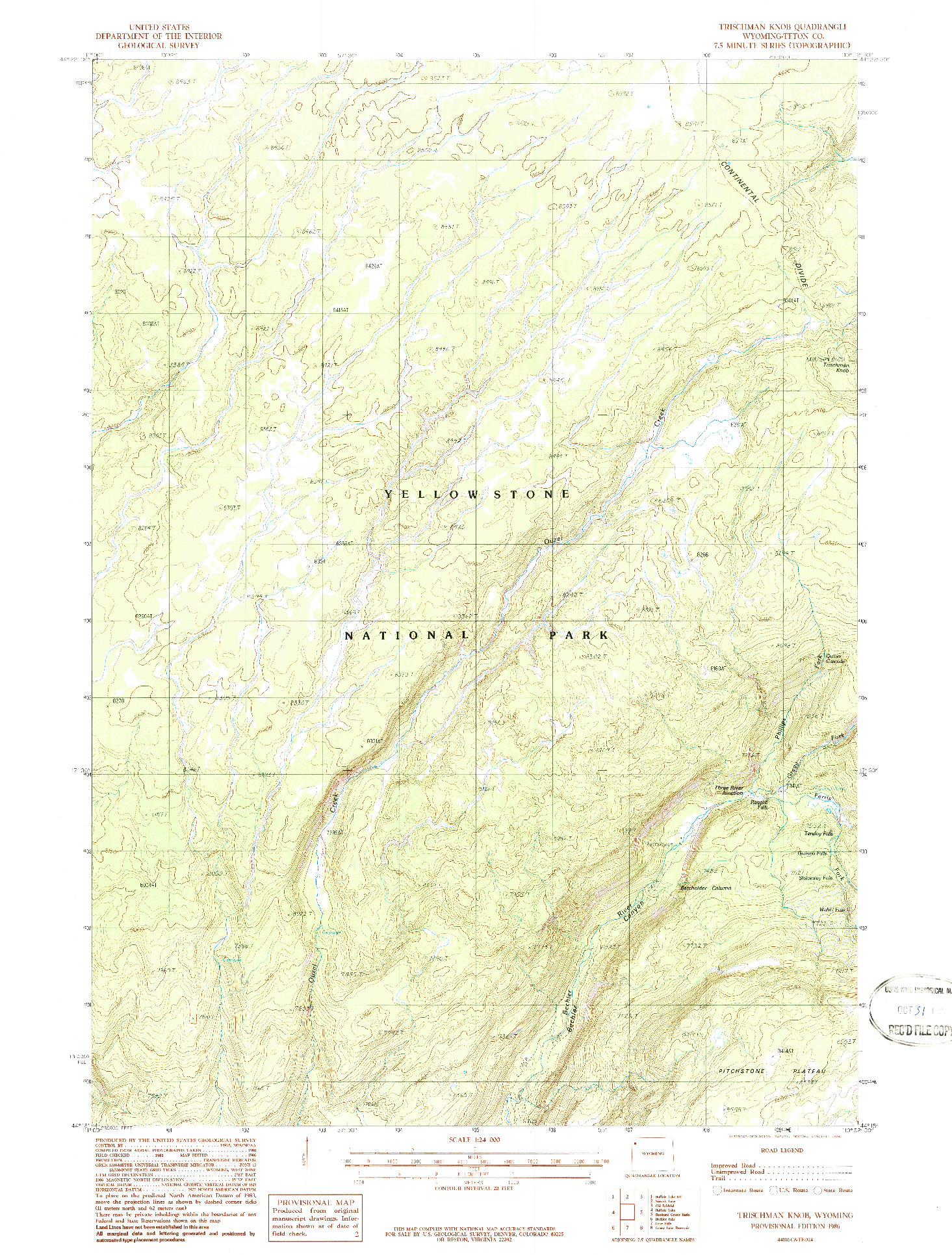 USGS 1:24000-SCALE QUADRANGLE FOR TRISCHMAN KNOB, WY 1986