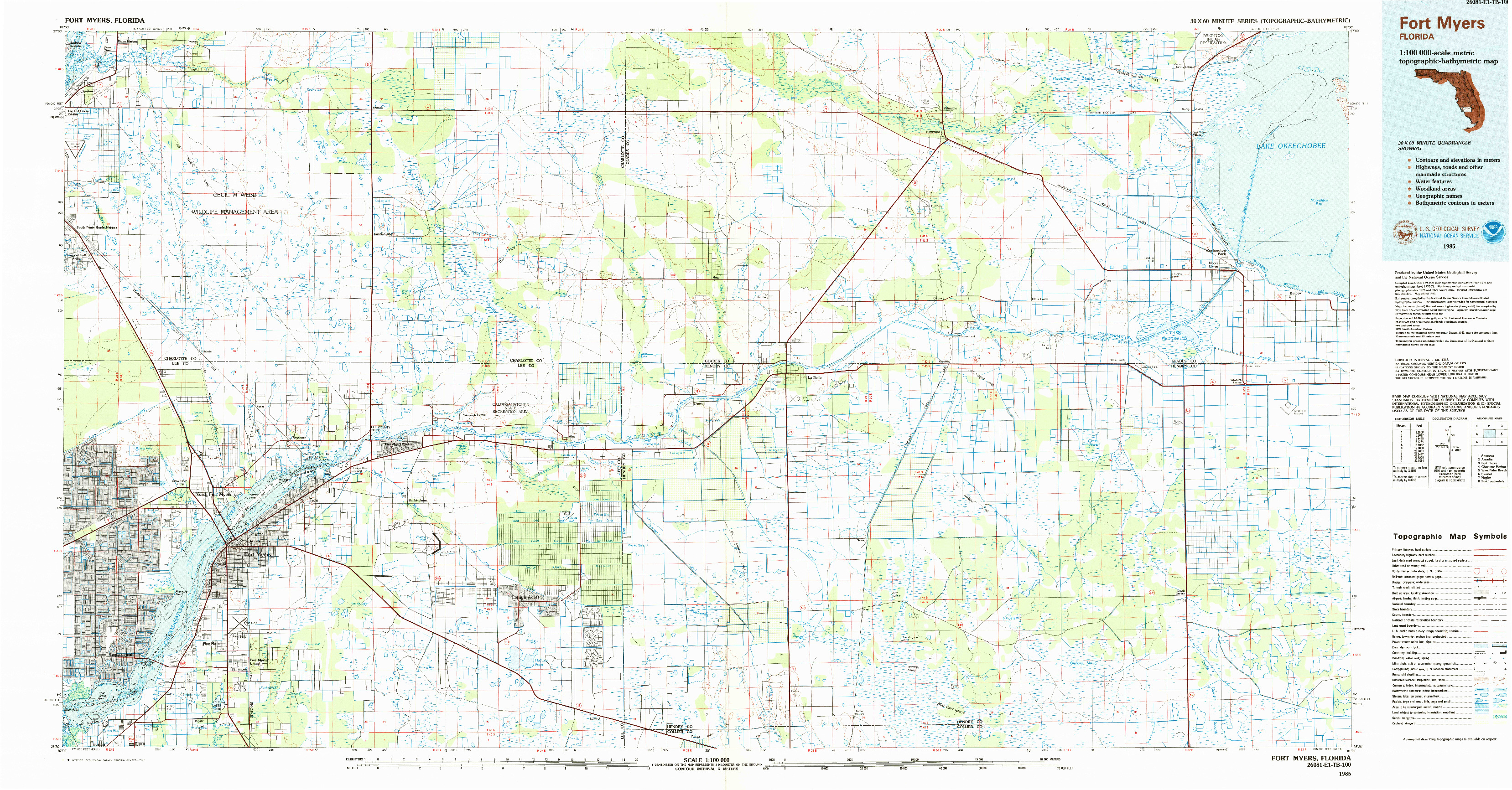 USGS 1:100000-SCALE QUADRANGLE FOR FORT MYERS, FL 1985