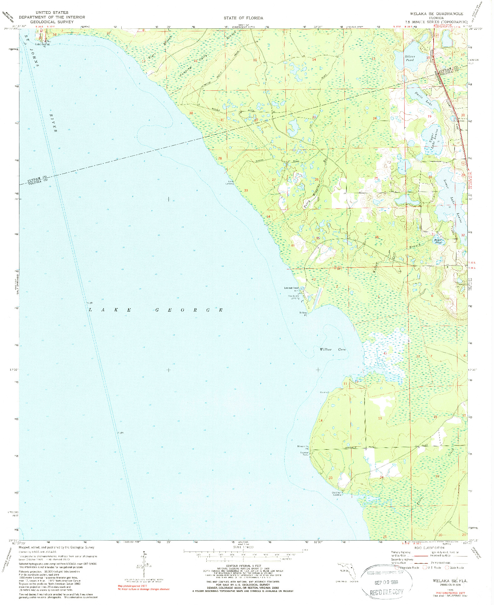 USGS 1:24000-SCALE QUADRANGLE FOR WELAKA SE, FL 1970
