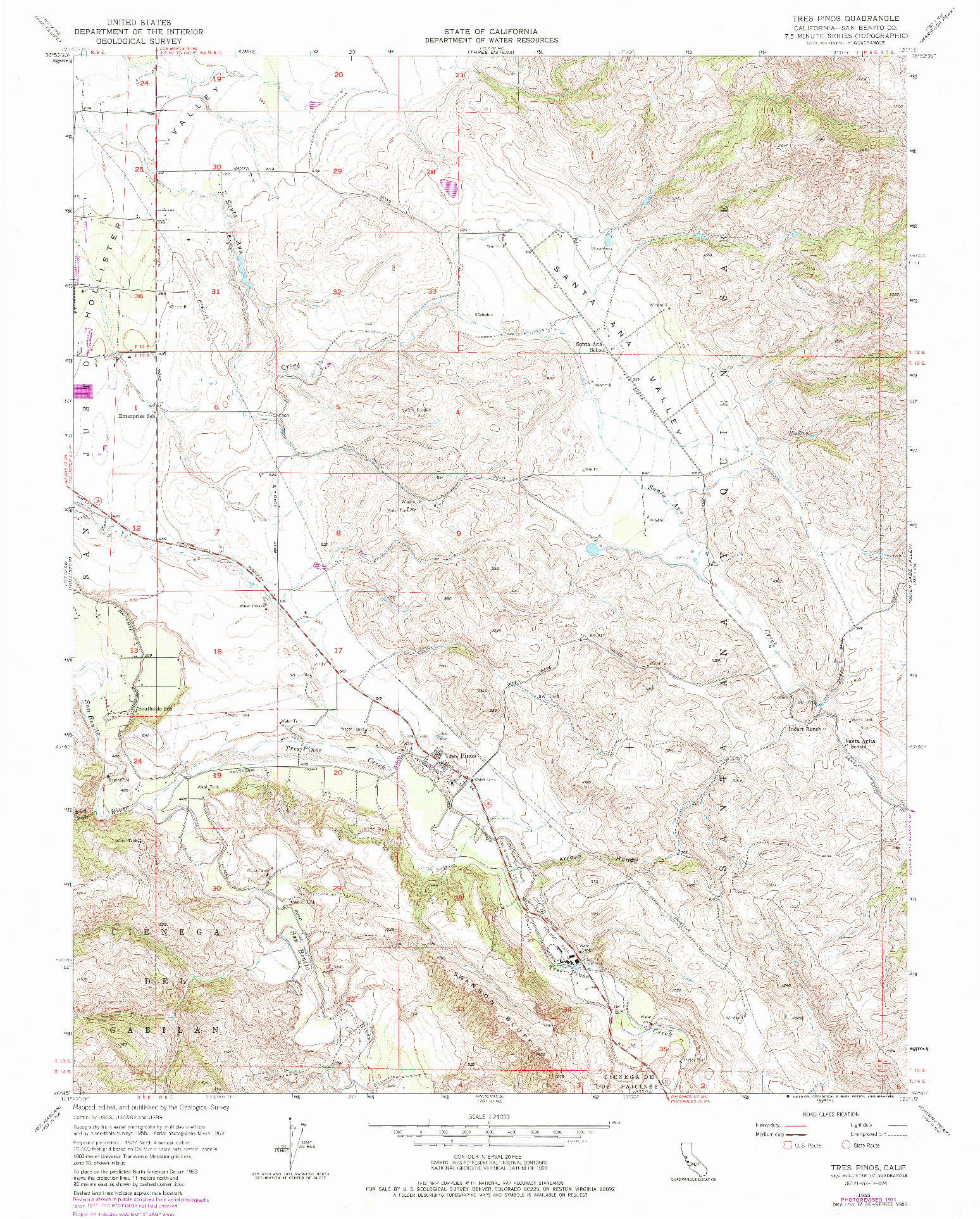 USGS 1:24000-SCALE QUADRANGLE FOR TRES PINOS, CA 1955