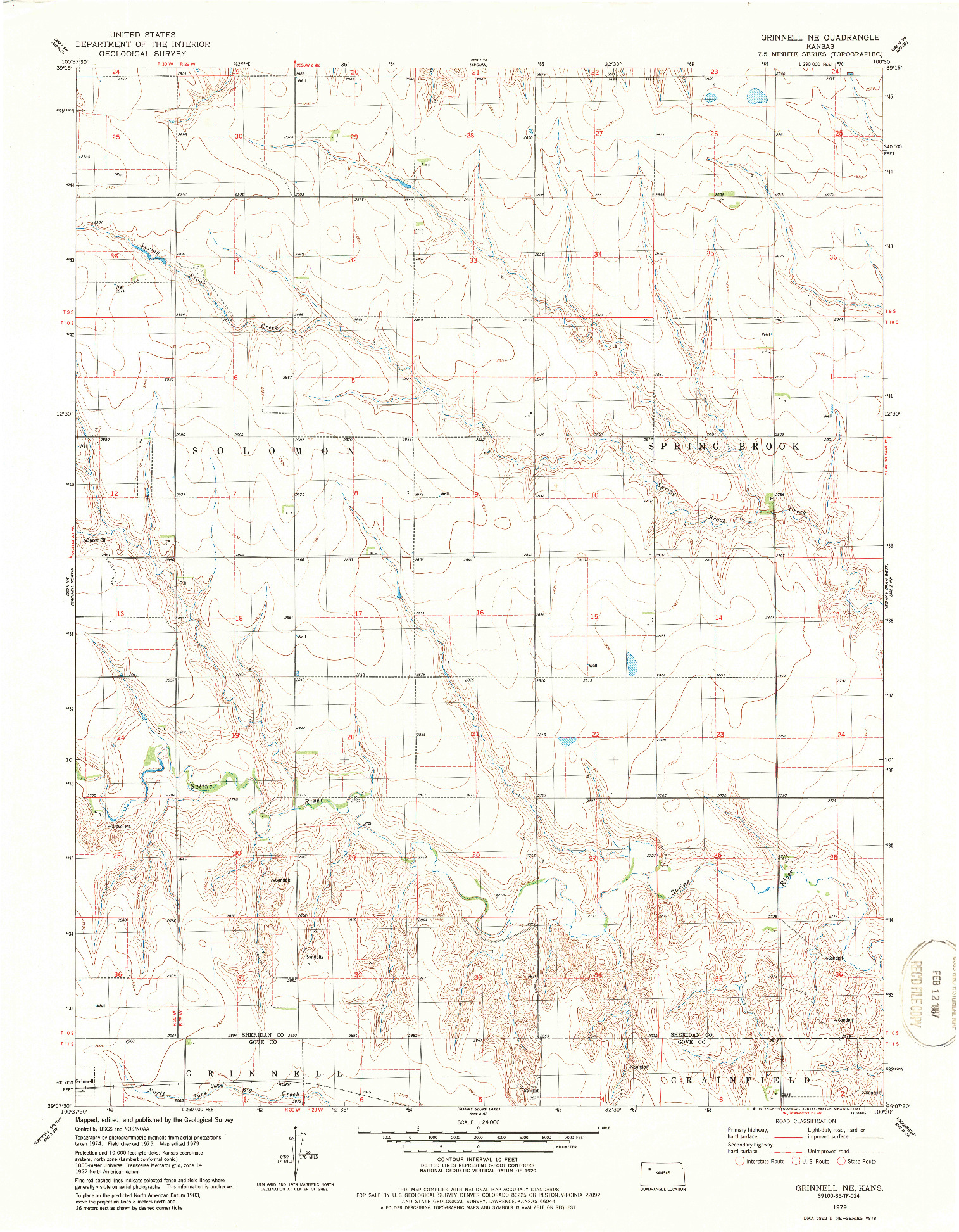 USGS 1:24000-SCALE QUADRANGLE FOR GRINNELL NE, KS 1979
