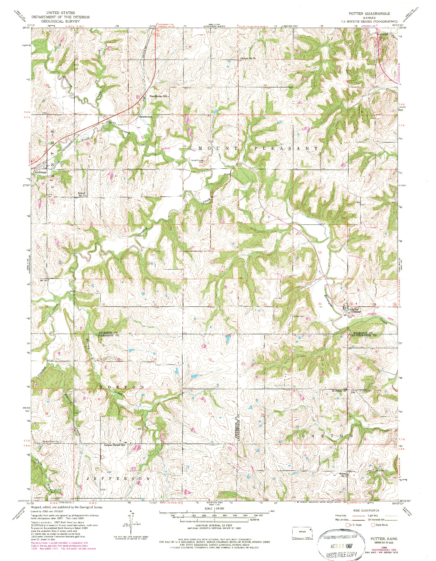 USGS 1:24000-SCALE QUADRANGLE FOR POTTER, KS 1960