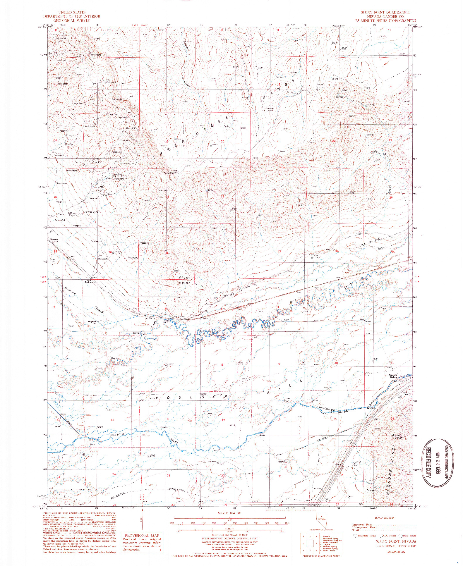 USGS 1:24000-SCALE QUADRANGLE FOR STONY POINT, NV 1985