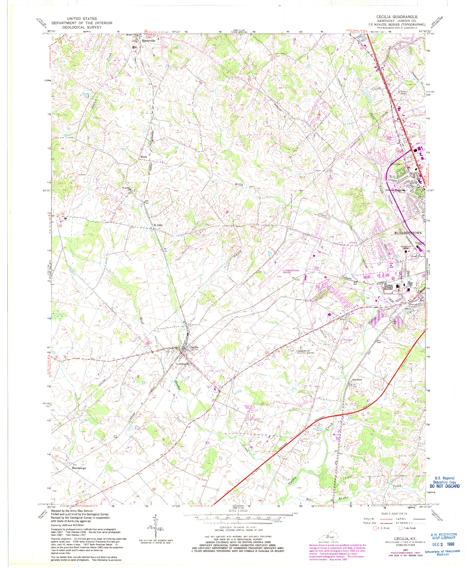 USGS 1:24000-SCALE QUADRANGLE FOR CECILIA, KY 1967