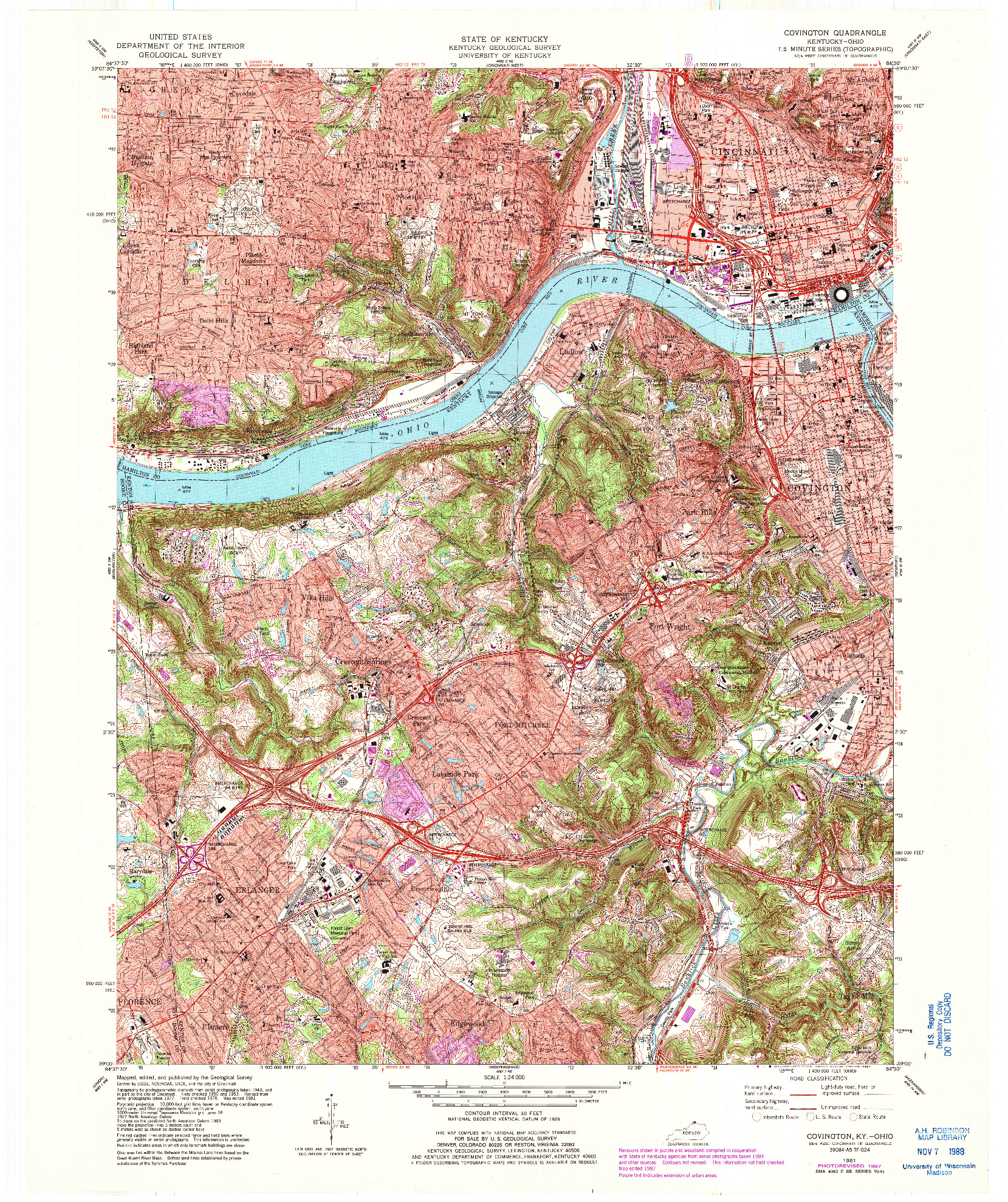 USGS 1:24000-SCALE QUADRANGLE FOR COVINGTON, KY 1981