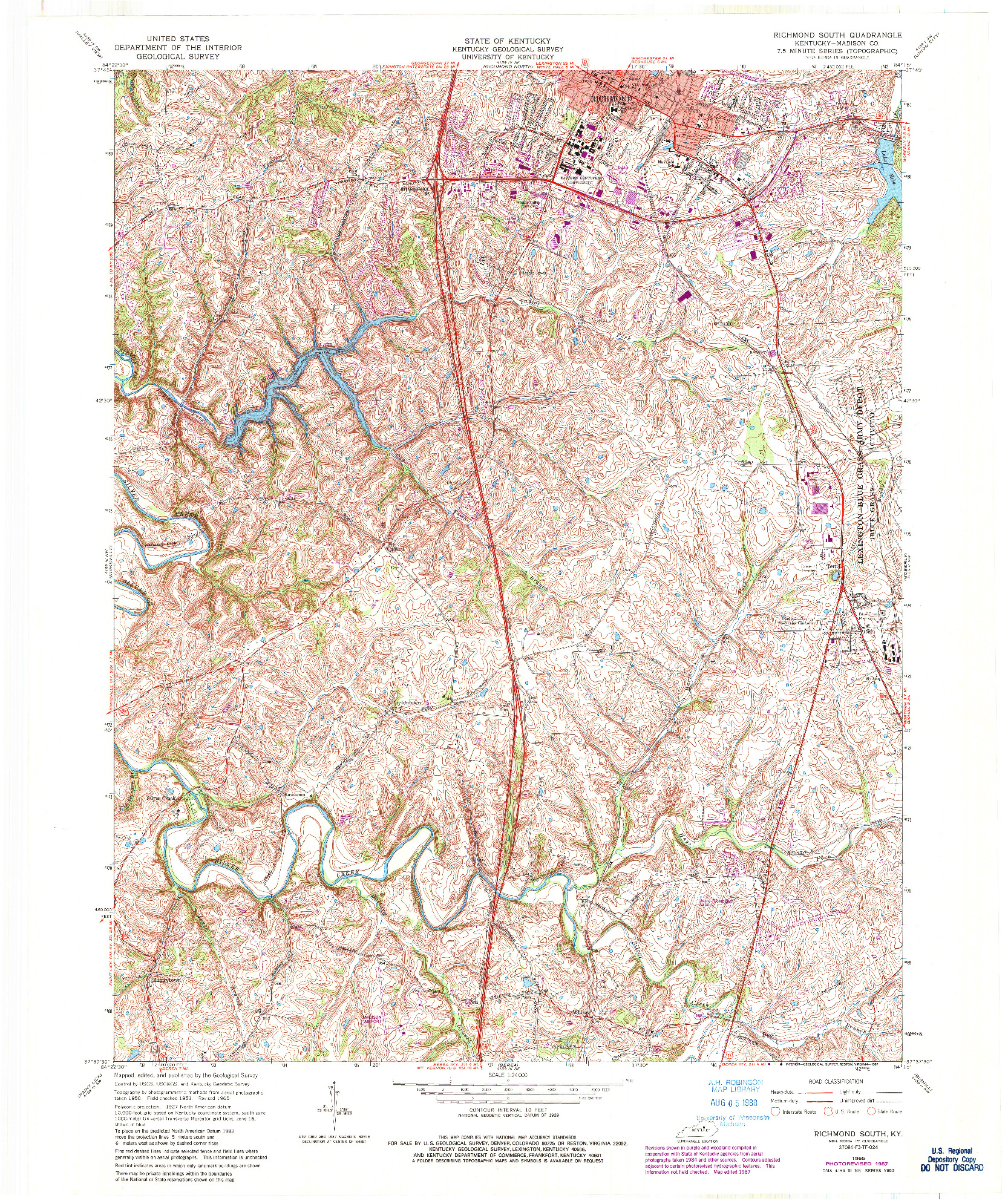 USGS 1:24000-SCALE QUADRANGLE FOR RICHMOND SOUTH, KY 1965