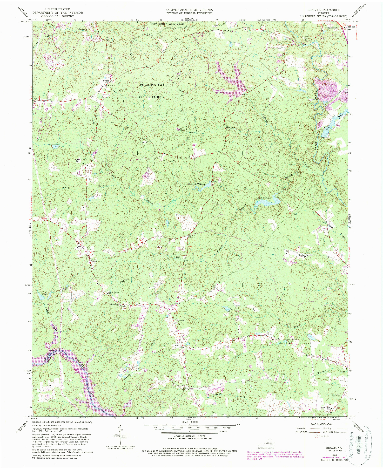 USGS 1:24000-SCALE QUADRANGLE FOR BEACH, VA 1963