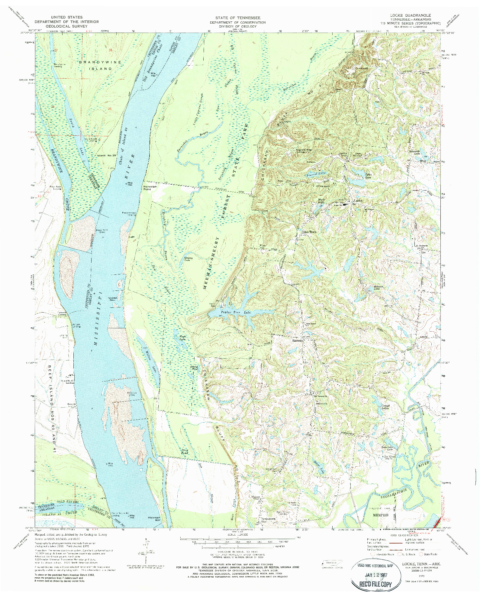 USGS 1:24000-SCALE QUADRANGLE FOR LOCKE, TN 1970