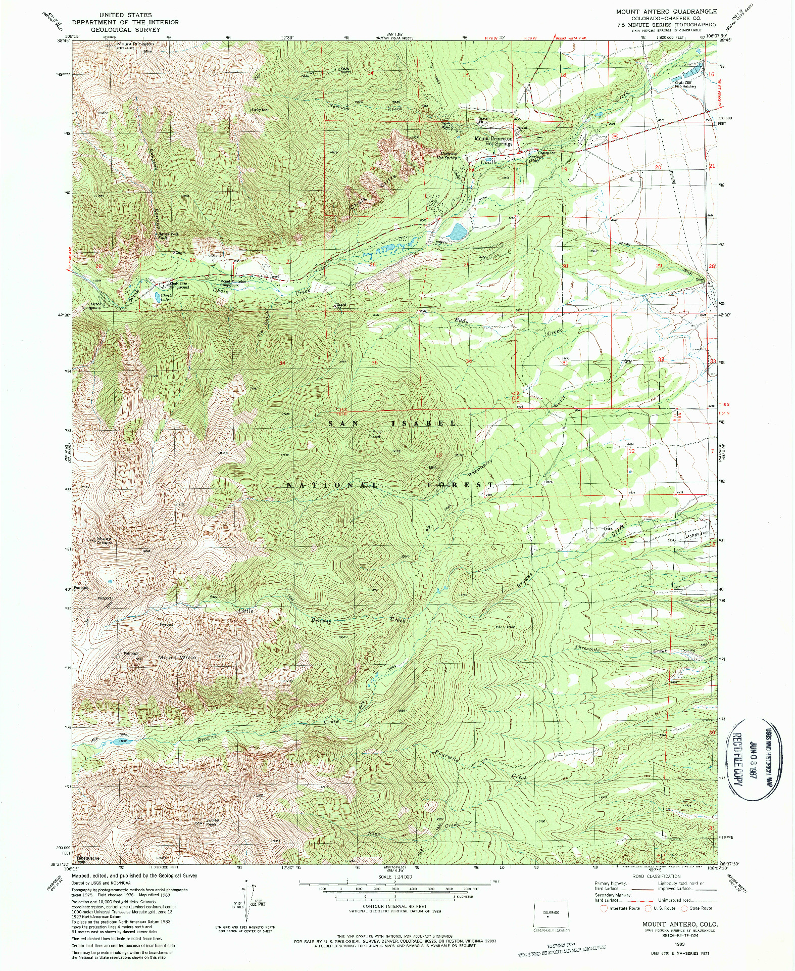 USGS 1:24000-SCALE QUADRANGLE FOR MOUNT ANTERO, CO 1983