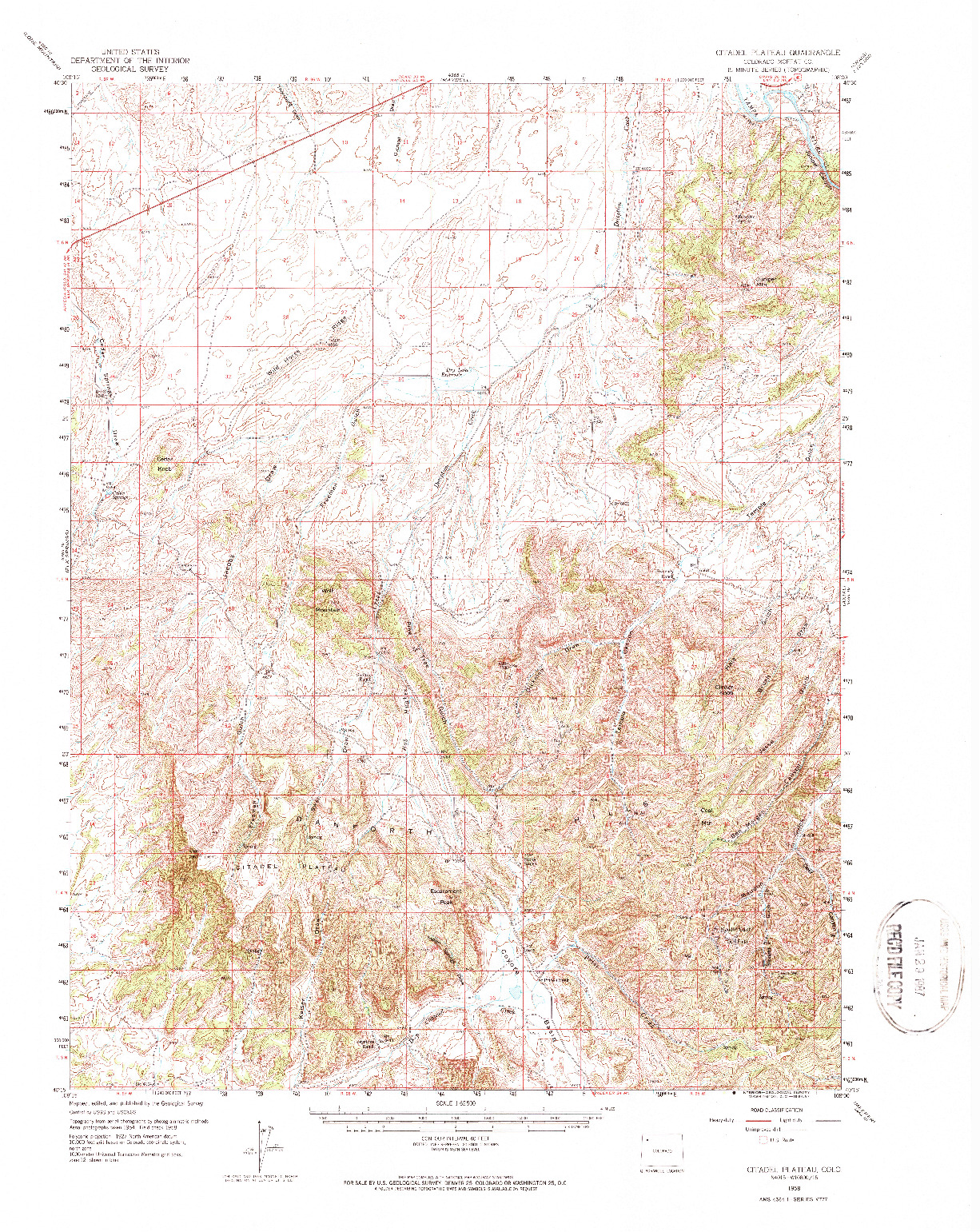 USGS 1:62500-SCALE QUADRANGLE FOR CITADEL PLATEAU, CO 1958