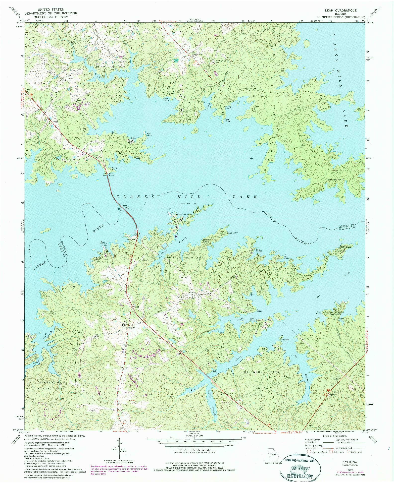 USGS 1:24000-SCALE QUADRANGLE FOR LEAH, GA 1971