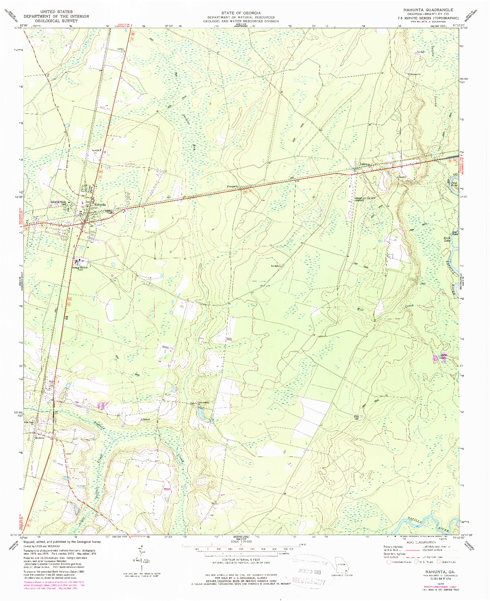 USGS 1:24000-SCALE QUADRANGLE FOR NAHUNTA, GA 1978