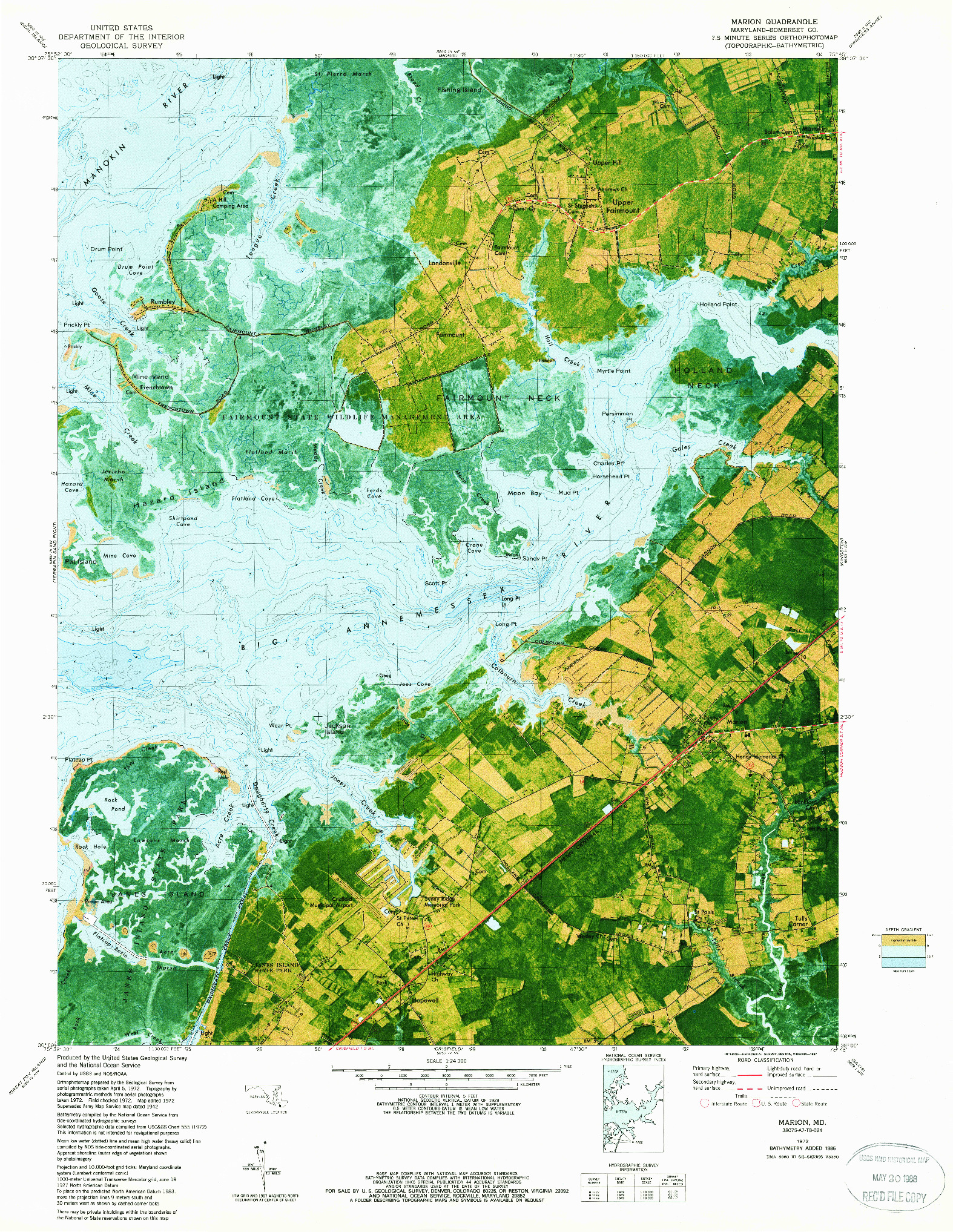 USGS 1:24000-SCALE QUADRANGLE FOR MARION, MD 1972