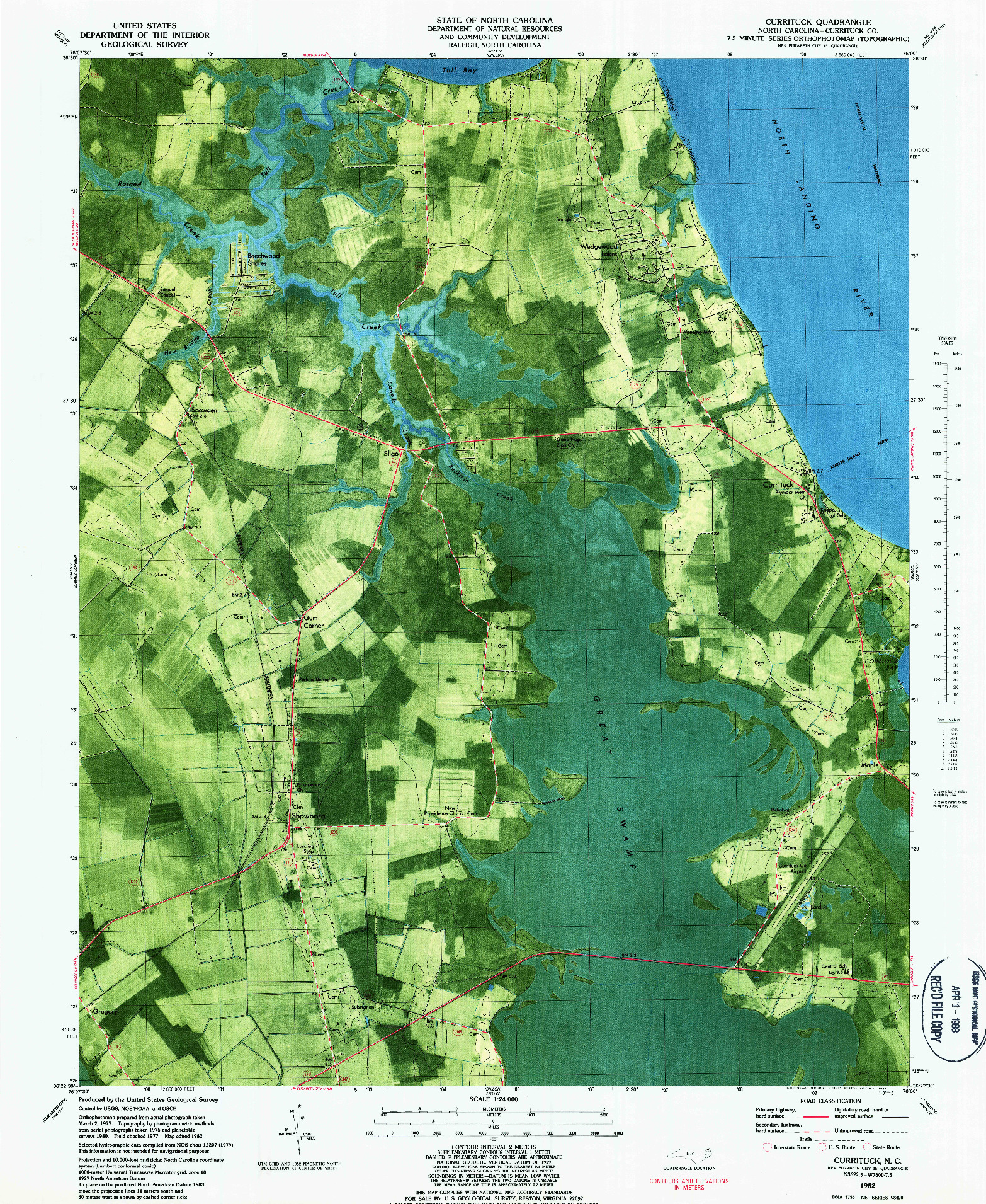 USGS 1:24000-SCALE QUADRANGLE FOR CURRITUCK, NC 1982