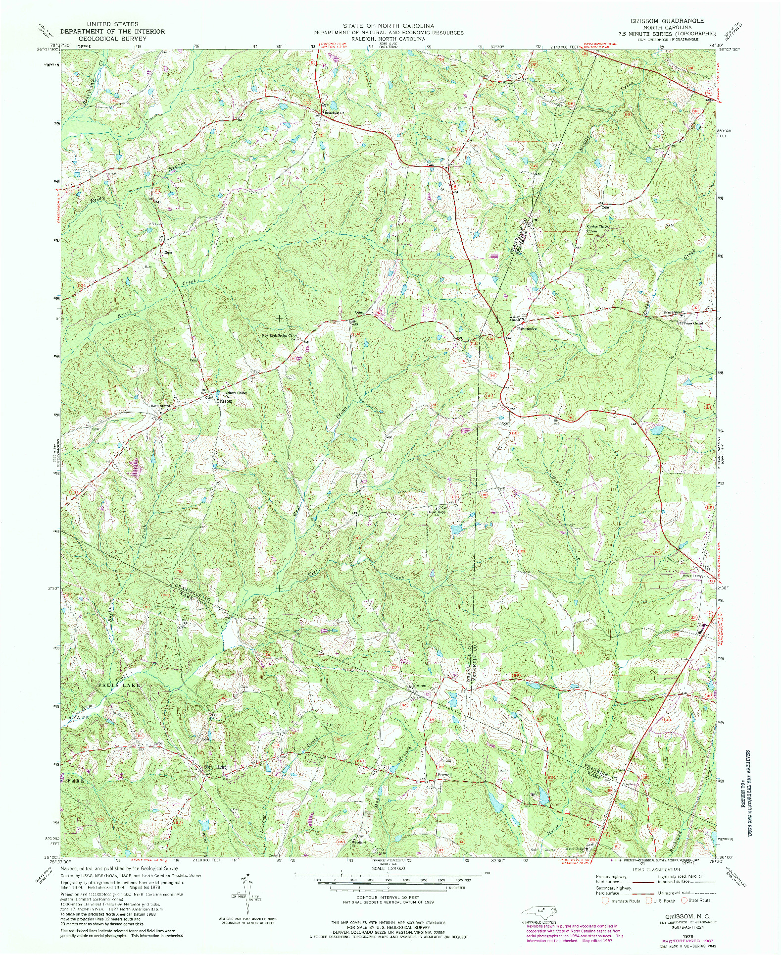 USGS 1:24000-SCALE QUADRANGLE FOR GRISSOM, NC 1978