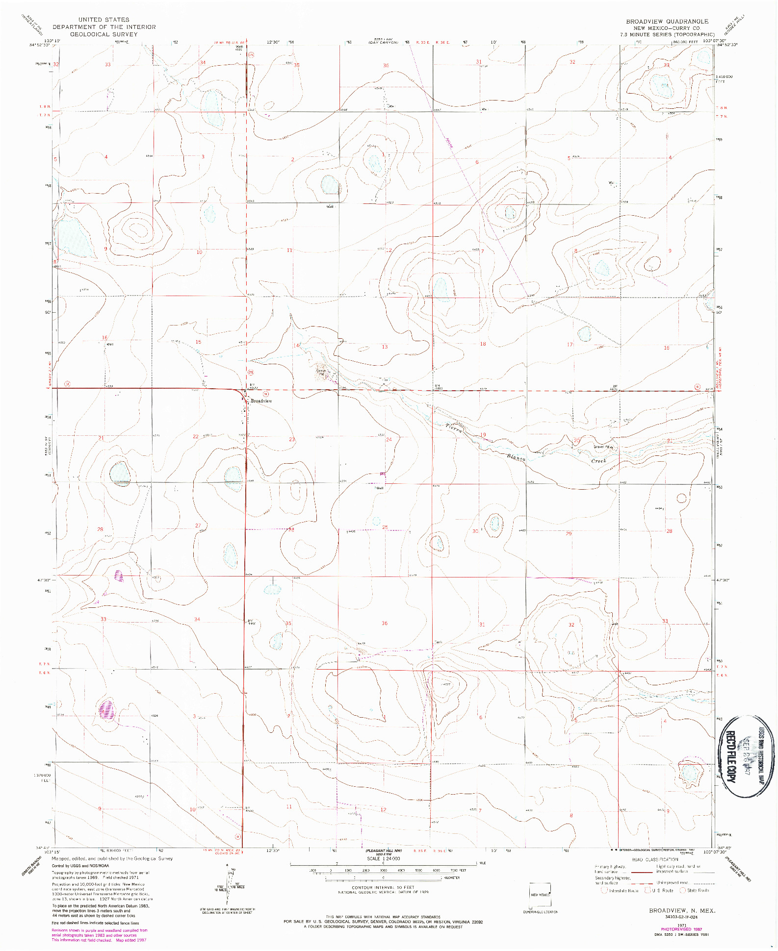 USGS 1:24000-SCALE QUADRANGLE FOR BROADVIEW, NM 1971