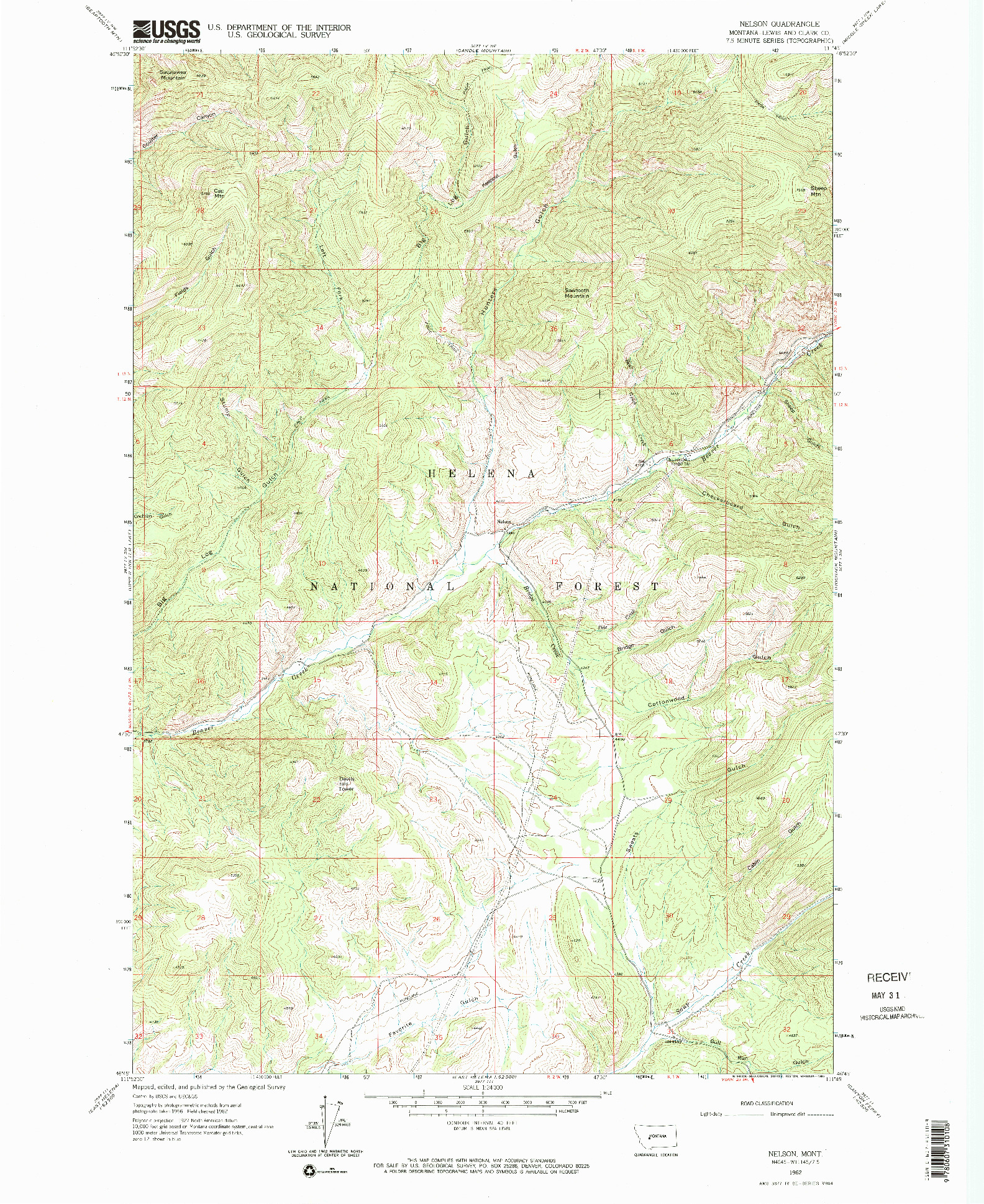 USGS 1:24000-SCALE QUADRANGLE FOR NELSON, MT 1962