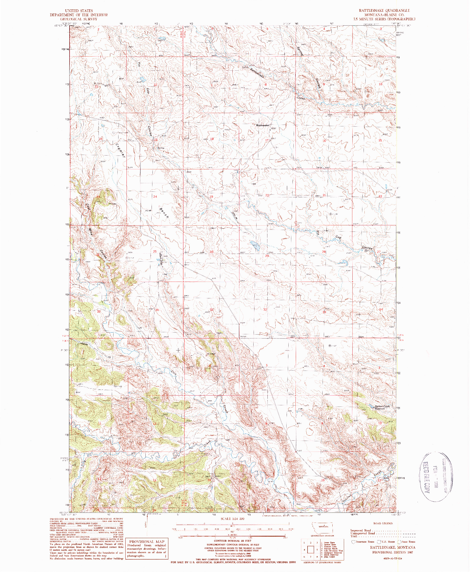 USGS 1:24000-SCALE QUADRANGLE FOR RATTLESNAKE, MT 1987