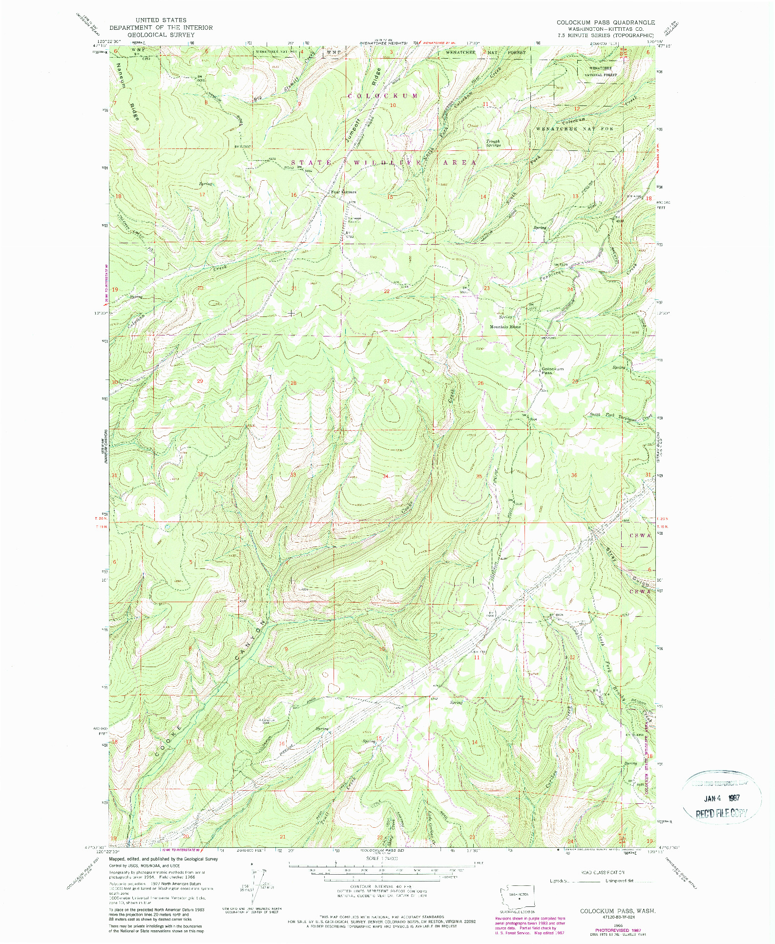 USGS 1:24000-SCALE QUADRANGLE FOR COLOCKUM PASS, WA 1966