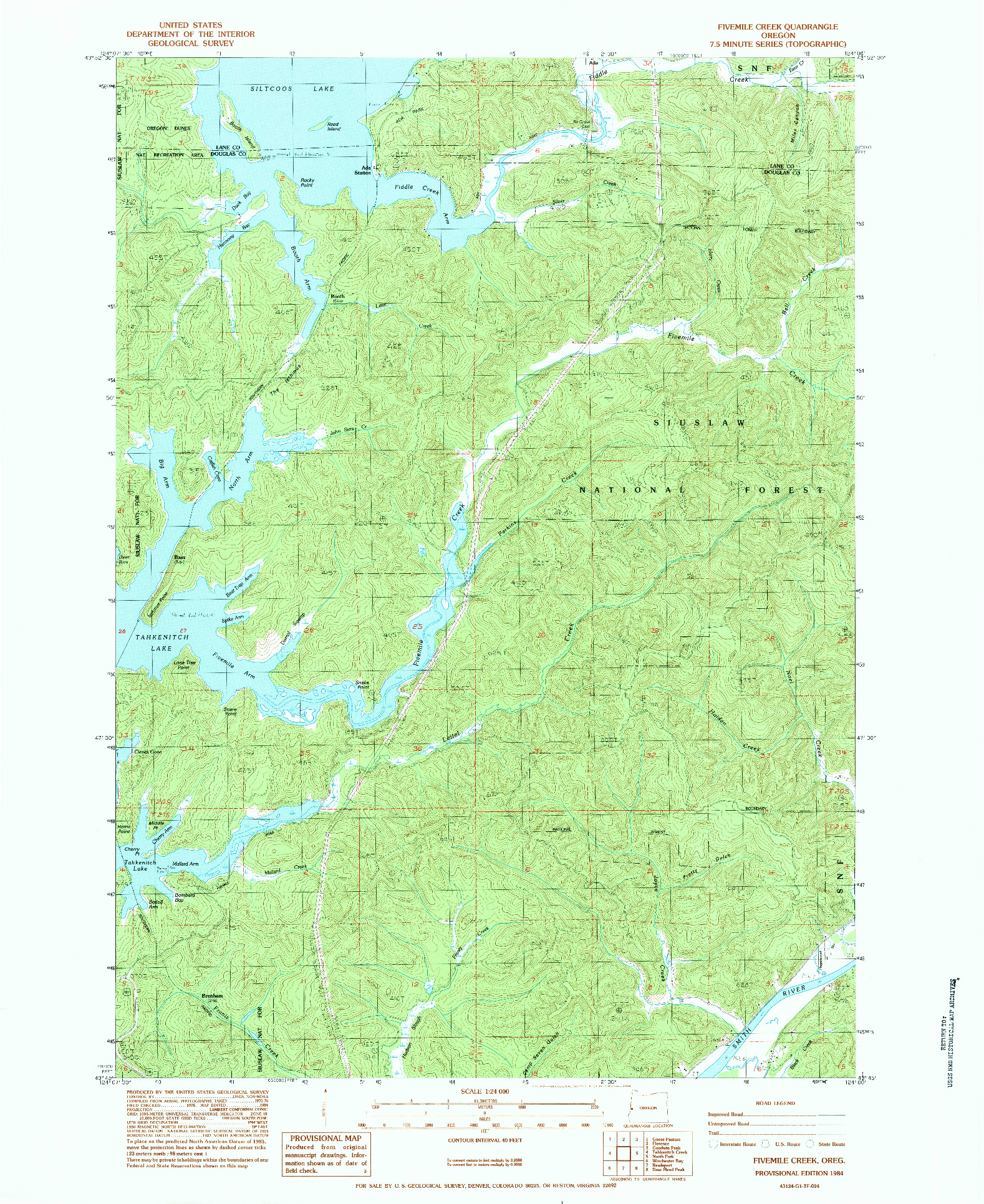 USGS 1:24000-SCALE QUADRANGLE FOR FIVEMILE CREEK, OR 1984