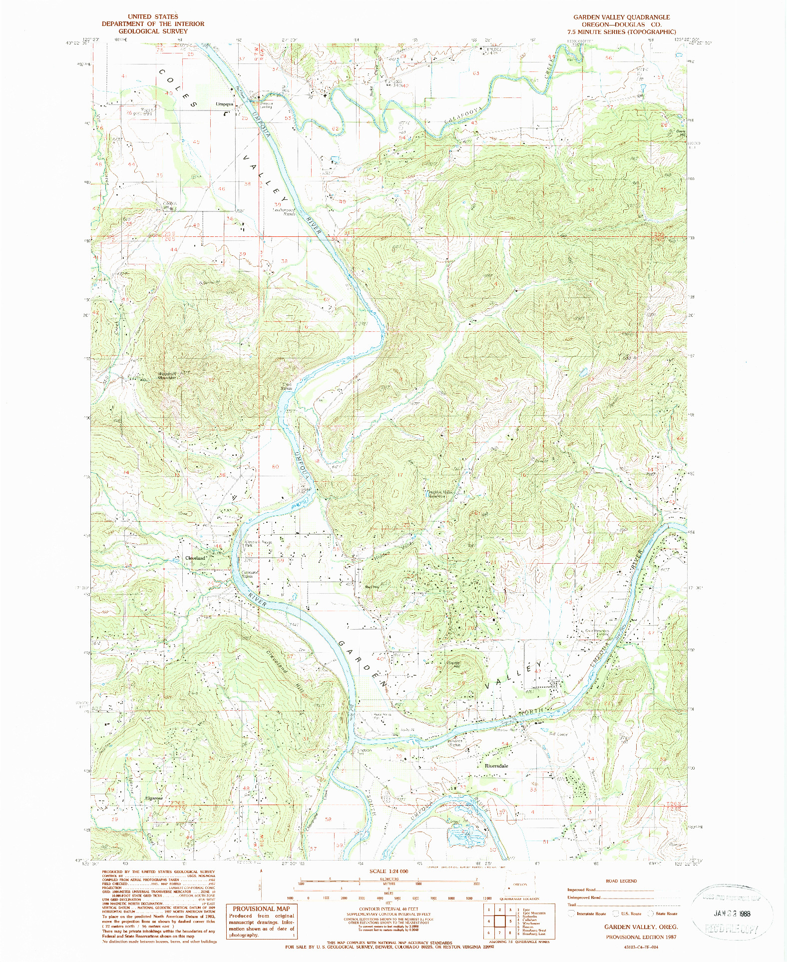 USGS 1:24000-SCALE QUADRANGLE FOR GARDEN VALLEY, OR 1987
