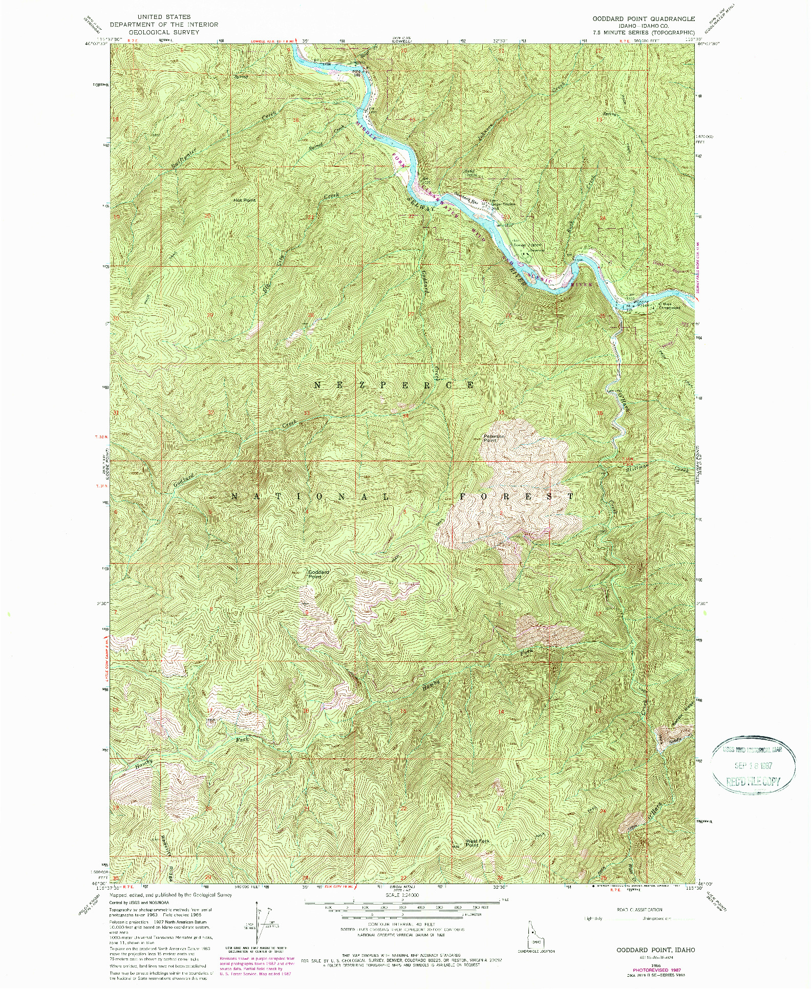 USGS 1:24000-SCALE QUADRANGLE FOR GODDARD POINT, ID 1966