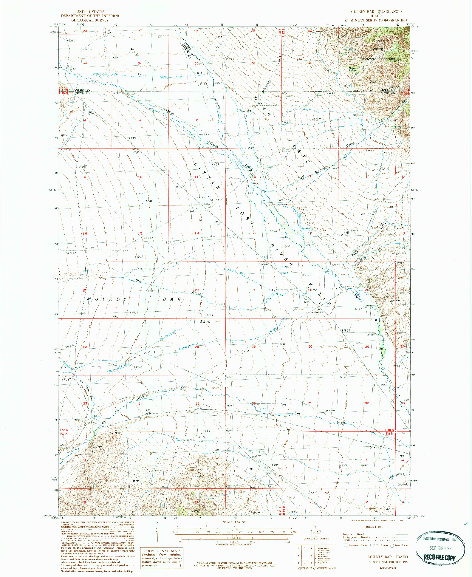 USGS 1:24000-SCALE QUADRANGLE FOR MULKEY BAR, ID 1987