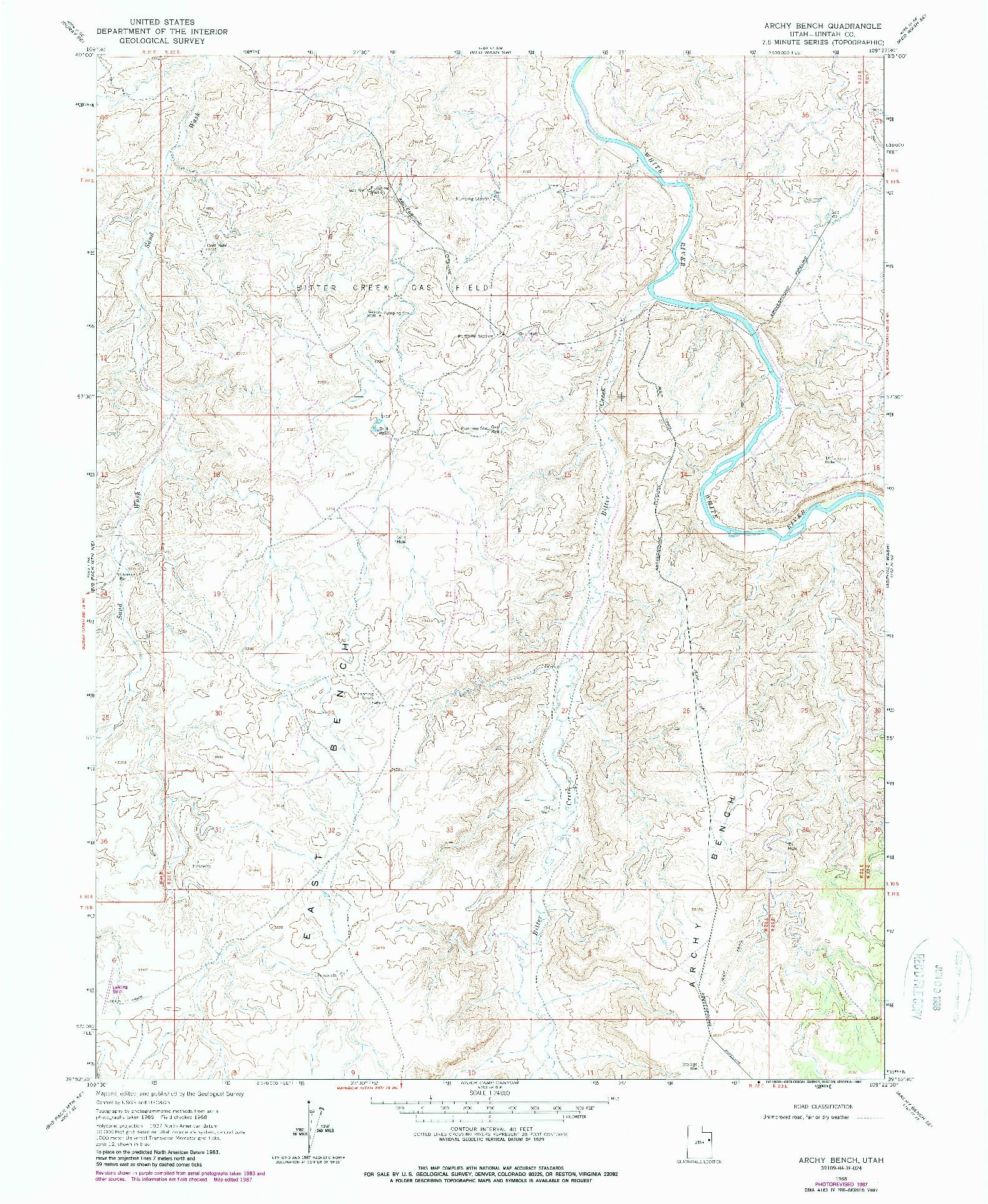 USGS 1:24000-SCALE QUADRANGLE FOR ARCHY BENCH, UT 1968