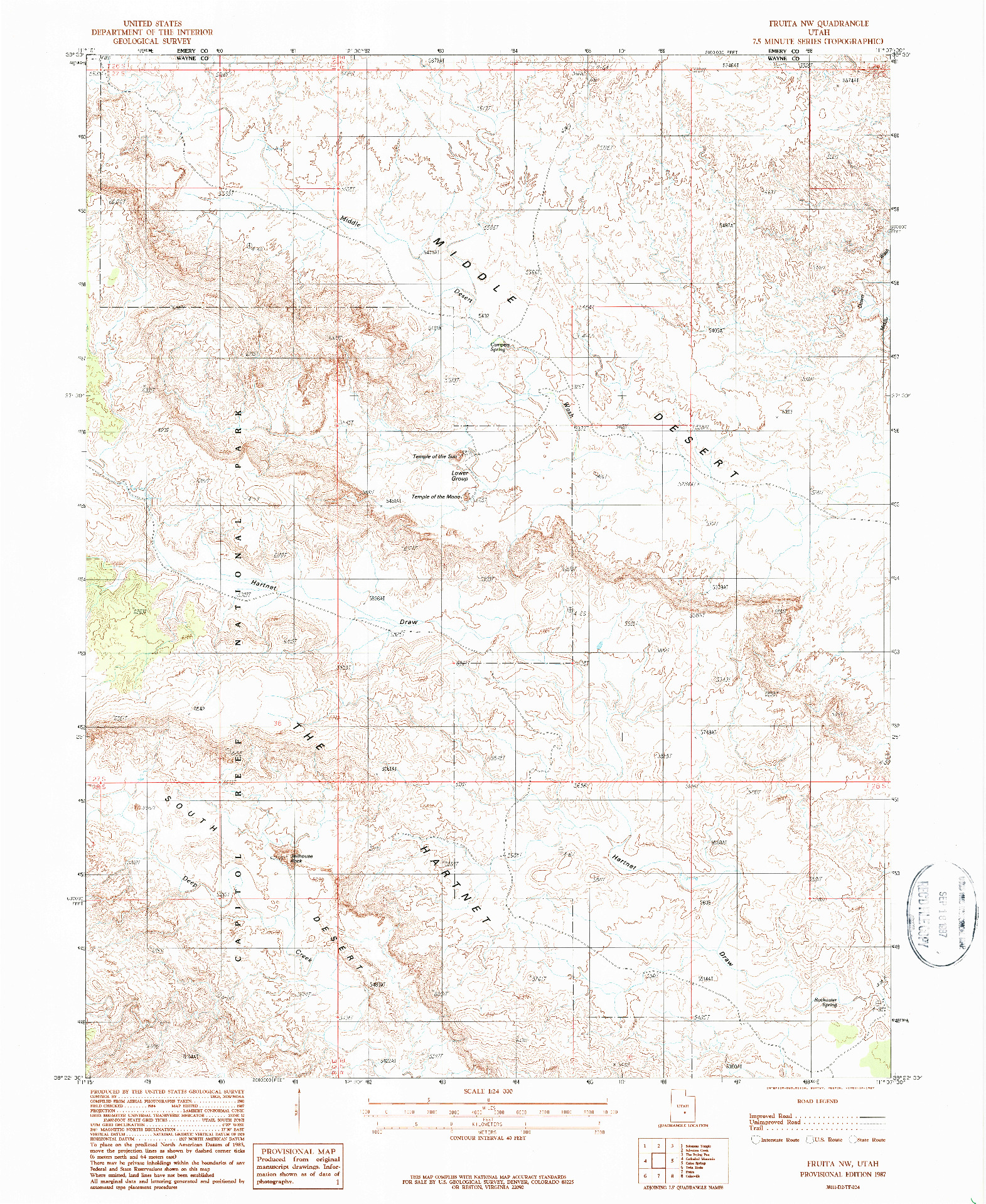USGS 1:24000-SCALE QUADRANGLE FOR FRUITA NW, UT 1987
