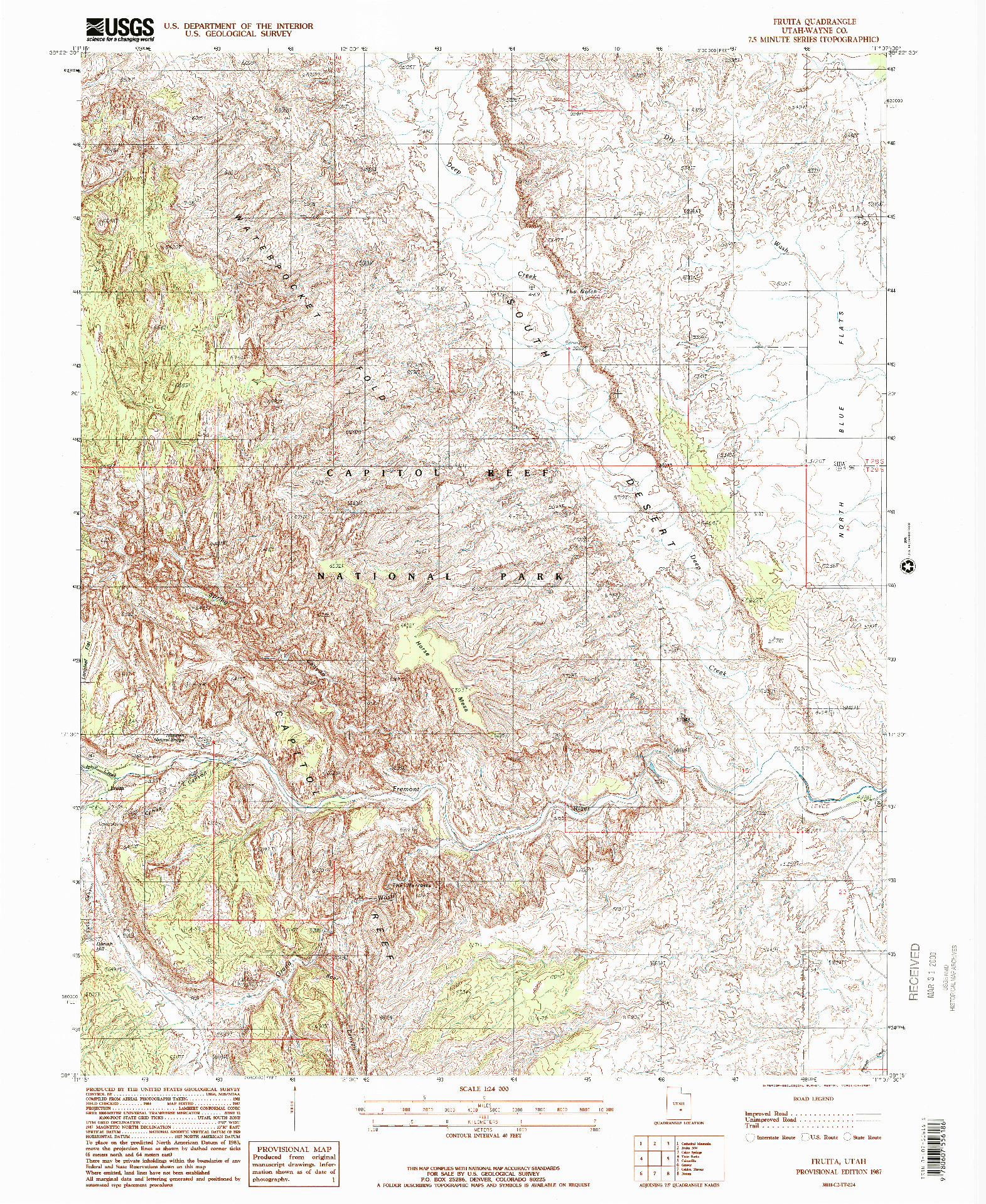 USGS 1:24000-SCALE QUADRANGLE FOR FRUITA, UT 1987