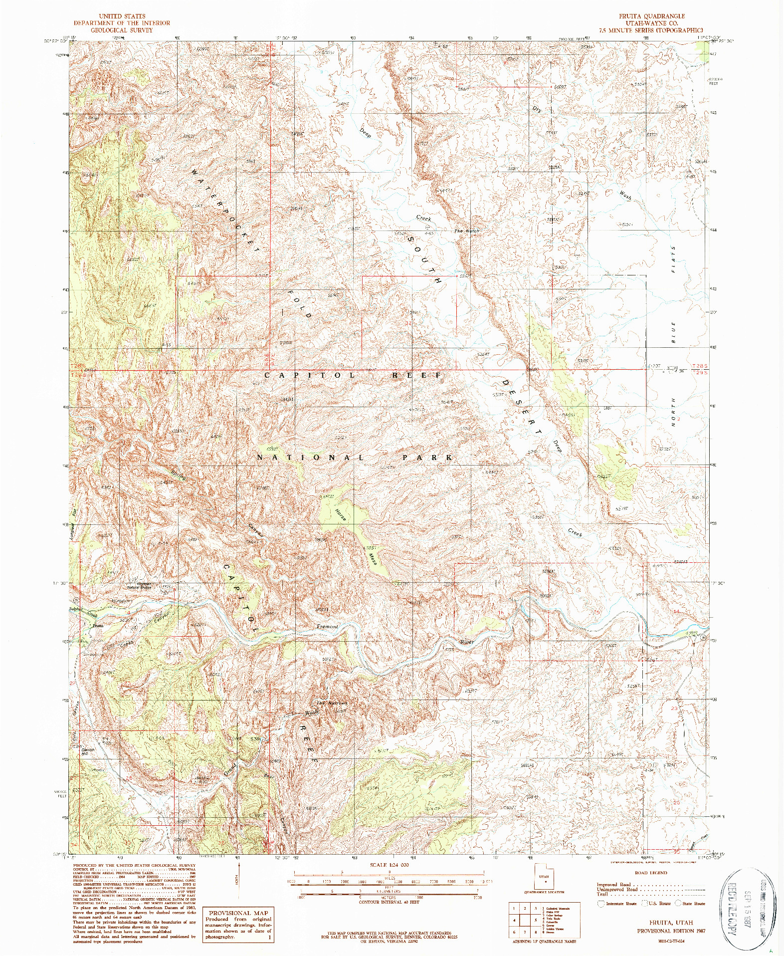 USGS 1:24000-SCALE QUADRANGLE FOR FRUITA, UT 1987