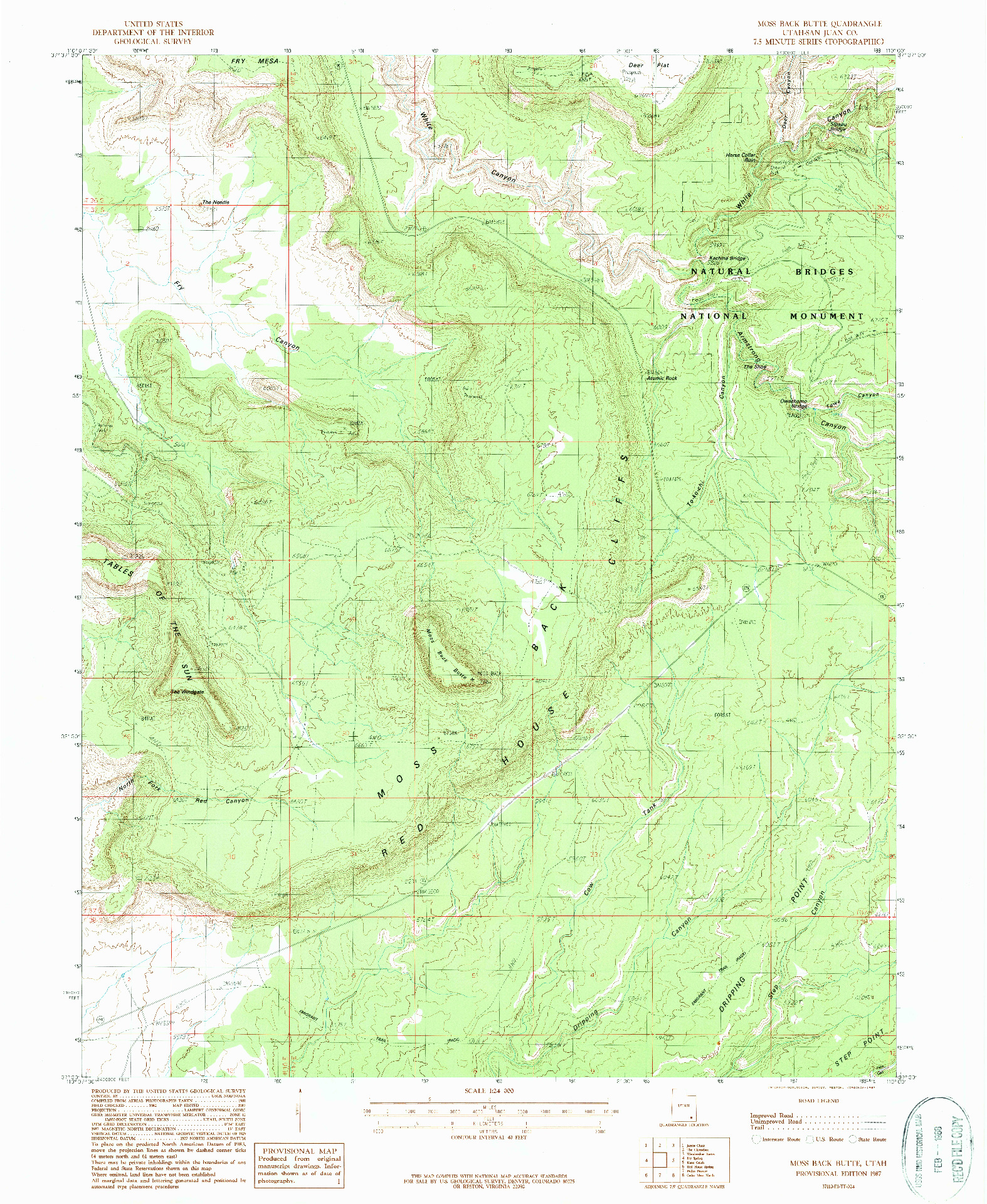 USGS 1:24000-SCALE QUADRANGLE FOR MOSS BACK BUTTE, UT 1987