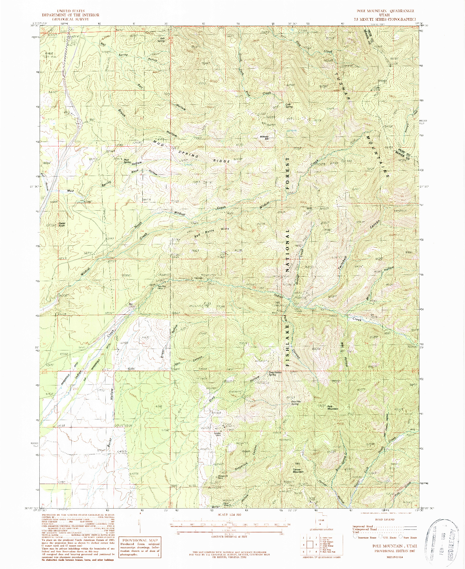 USGS 1:24000-SCALE QUADRANGLE FOR POLE MOUNTAIN, UT 1987