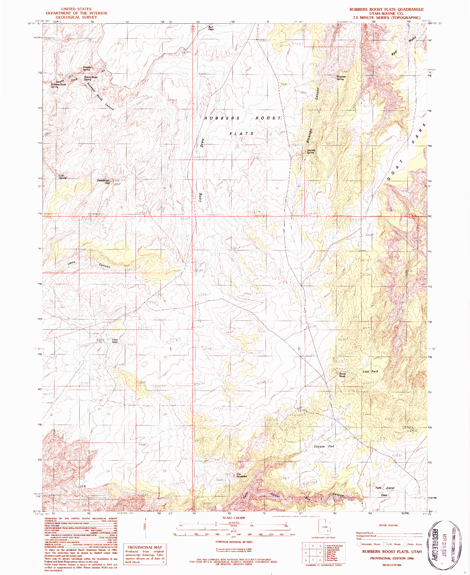 USGS 1:24000-SCALE QUADRANGLE FOR ROBBERS ROOST FLATS, UT 1986