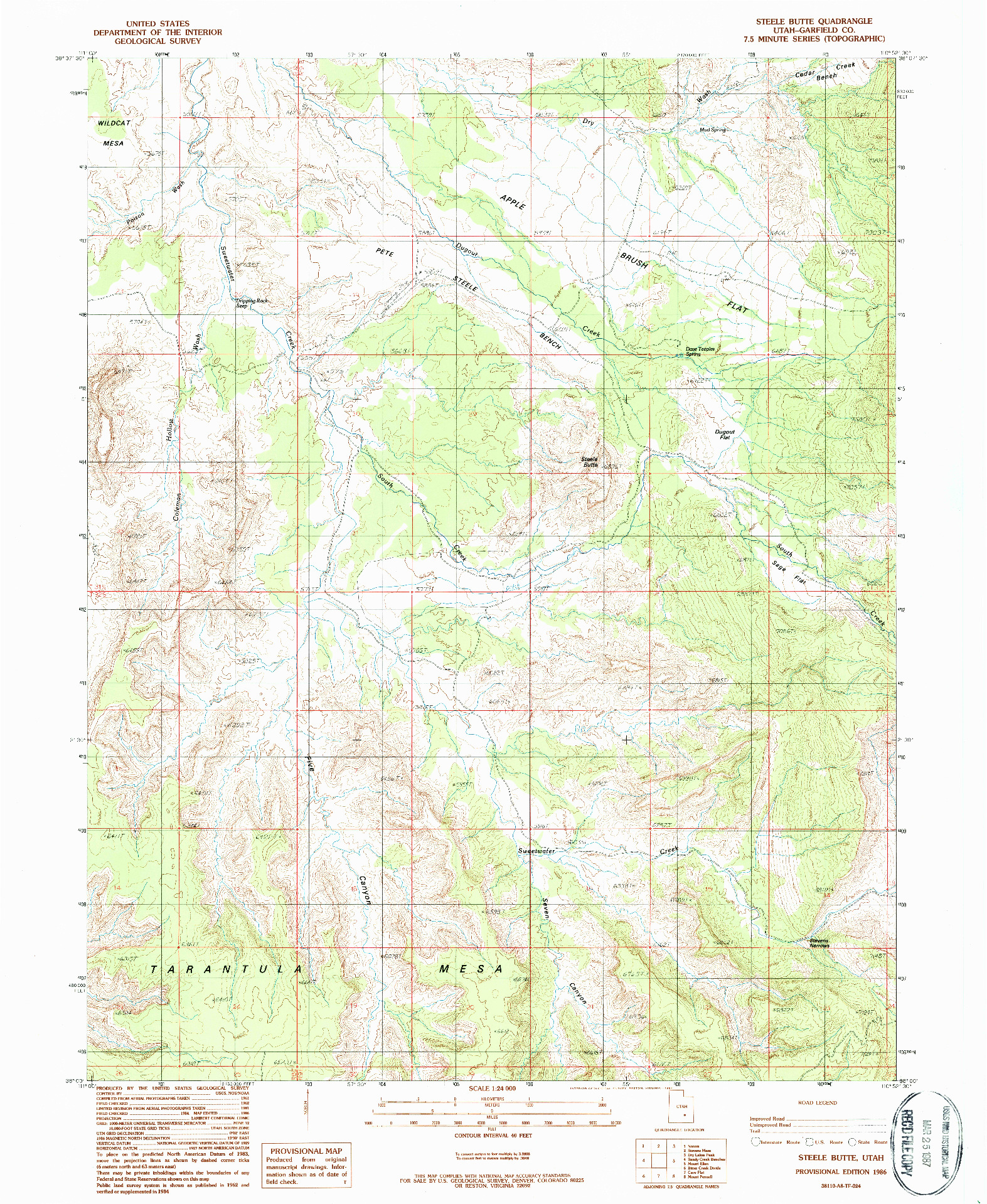 USGS 1:24000-SCALE QUADRANGLE FOR STEELE BUTTE, UT 1986