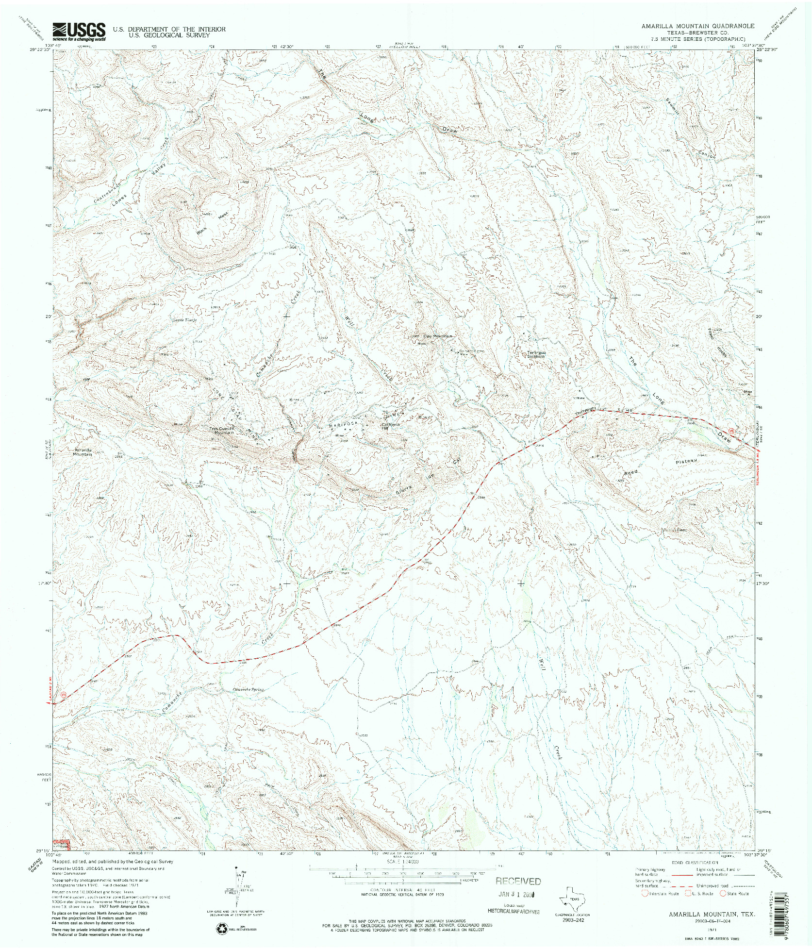 USGS 1:24000-SCALE QUADRANGLE FOR AMARILLA MOUNTAIN, TX 1971