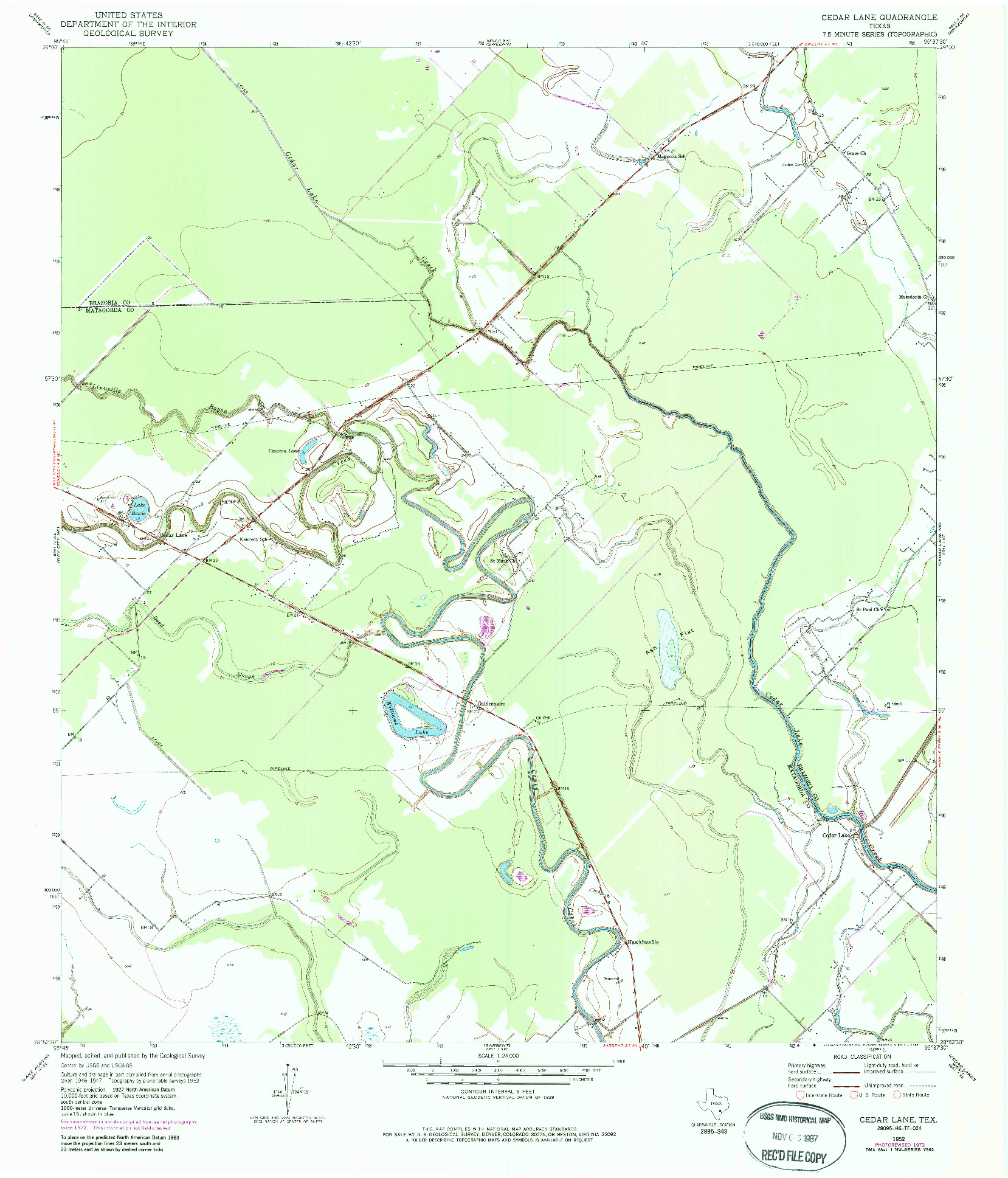 USGS 1:24000-SCALE QUADRANGLE FOR CEDAR LANE, TX 1952