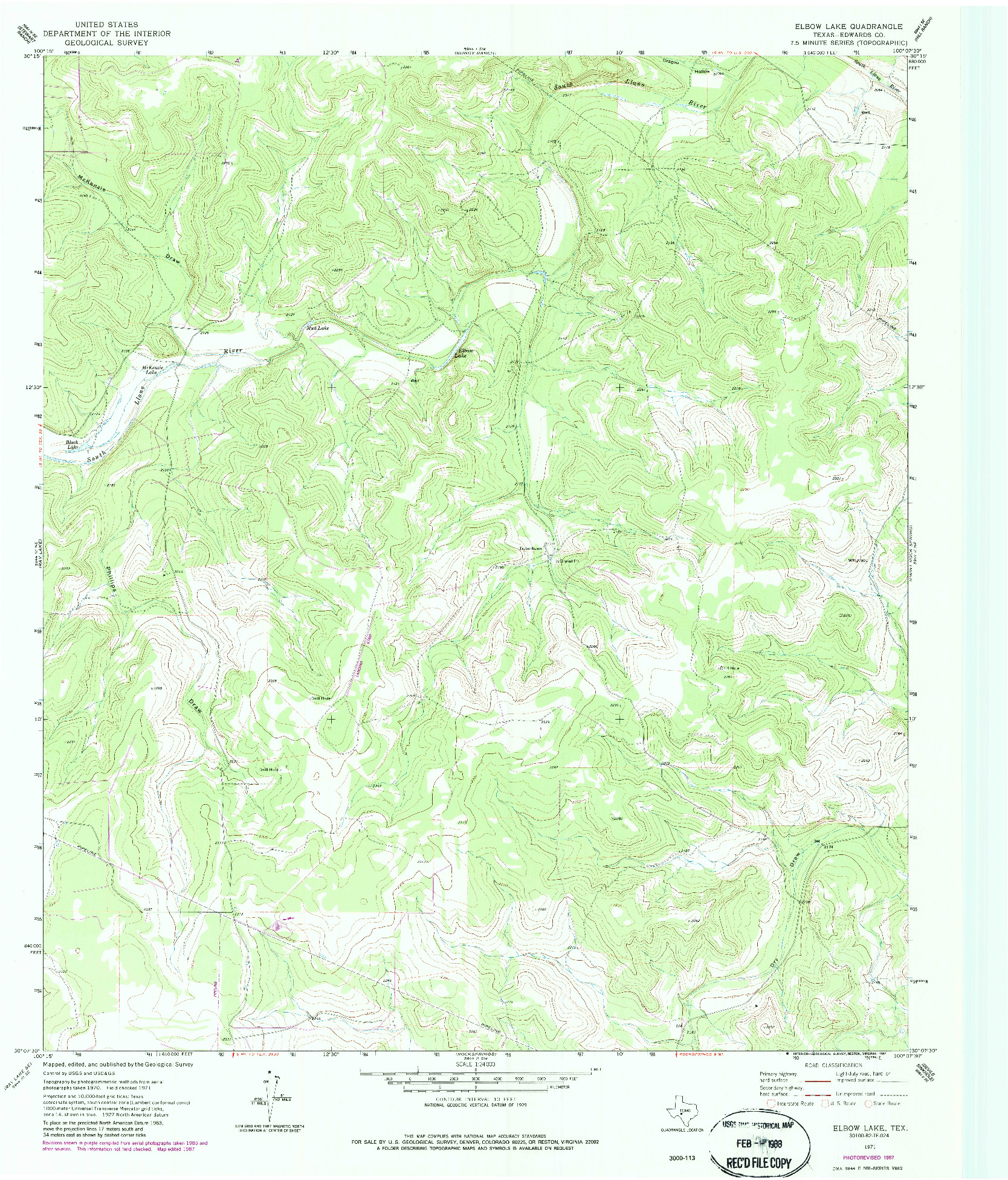 USGS 1:24000-SCALE QUADRANGLE FOR ELBOW LAKE, TX 1971