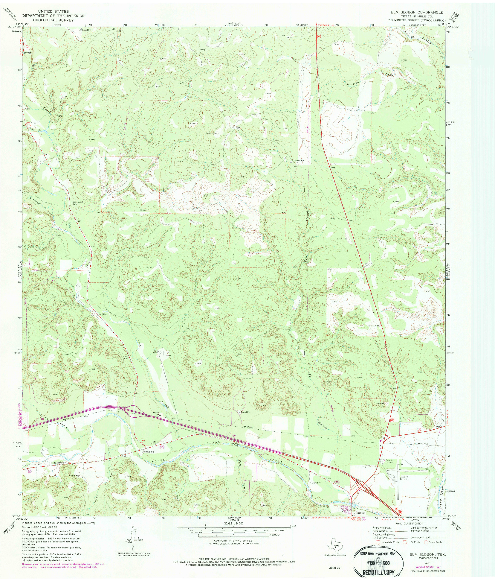 USGS 1:24000-SCALE QUADRANGLE FOR ELM SLOUGH, TX 1970