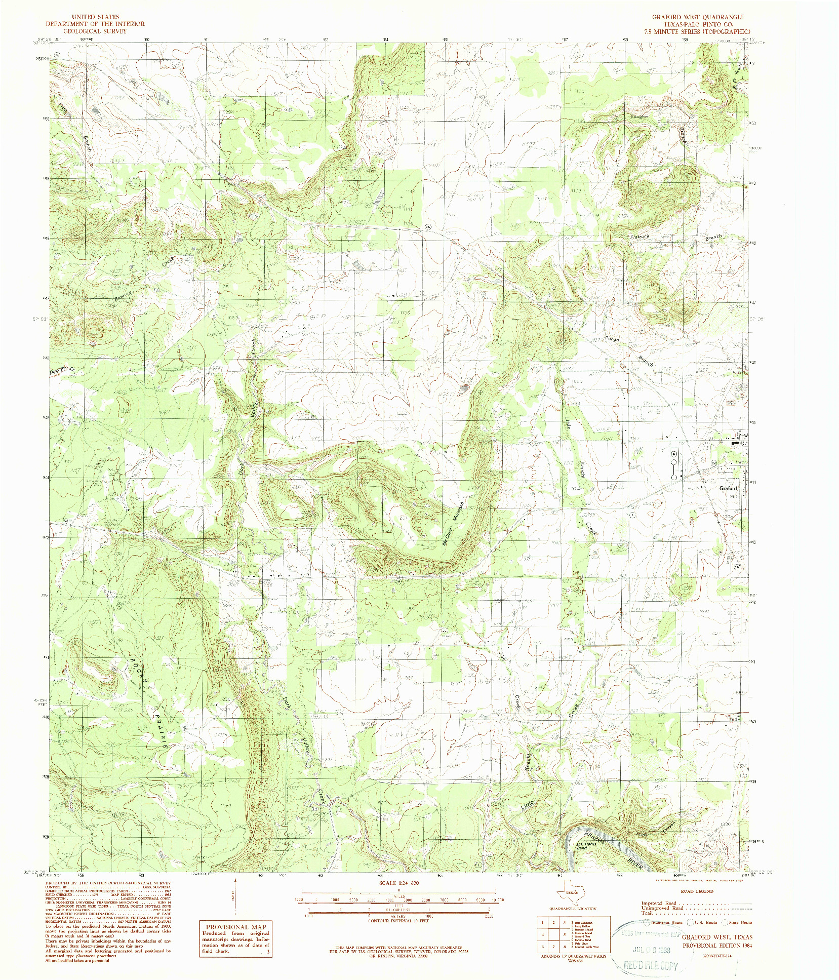 USGS 1:24000-SCALE QUADRANGLE FOR GRAFORD WEST, TX 1984