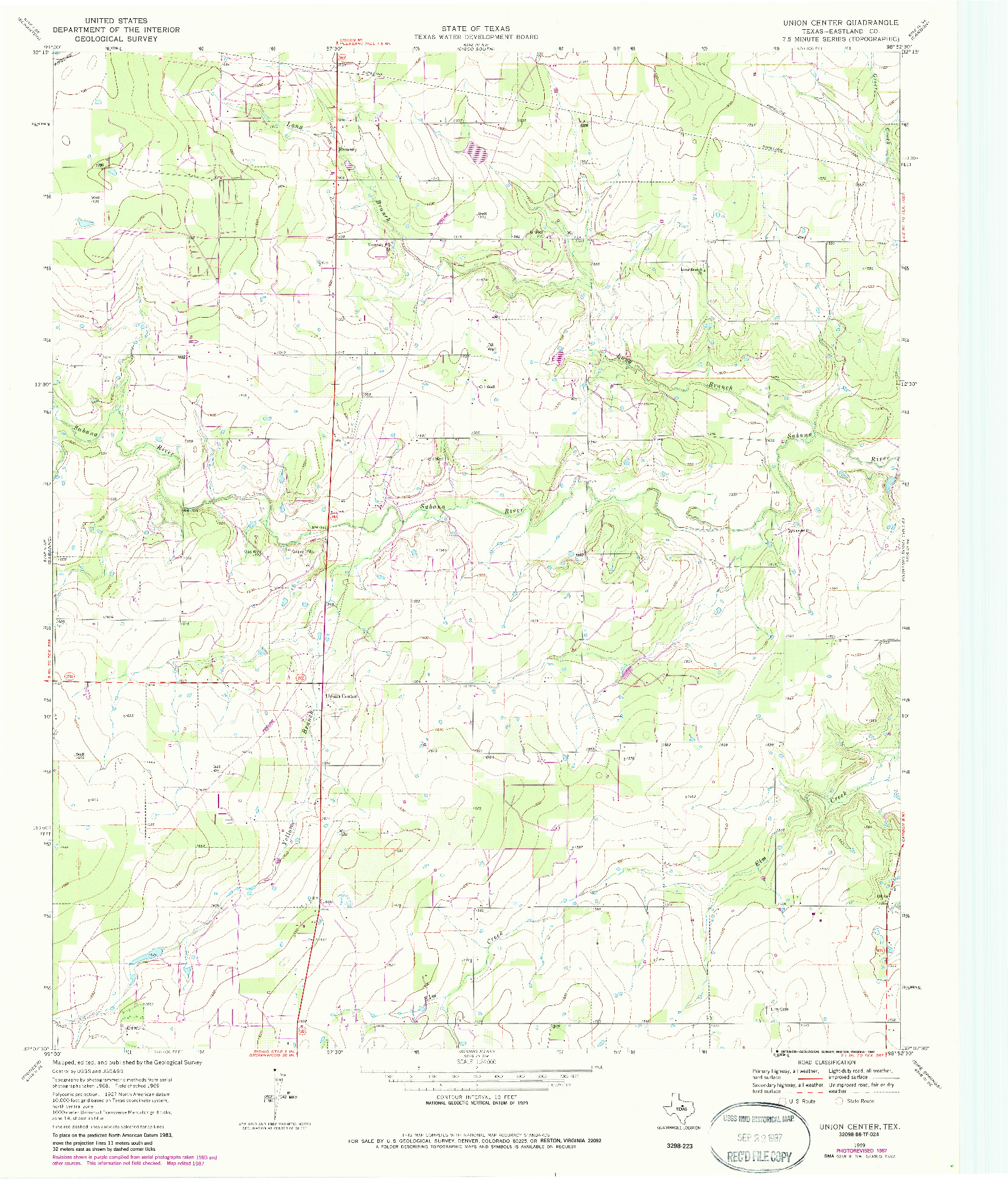 USGS 1:24000-SCALE QUADRANGLE FOR UNION CENTER, TX 1969