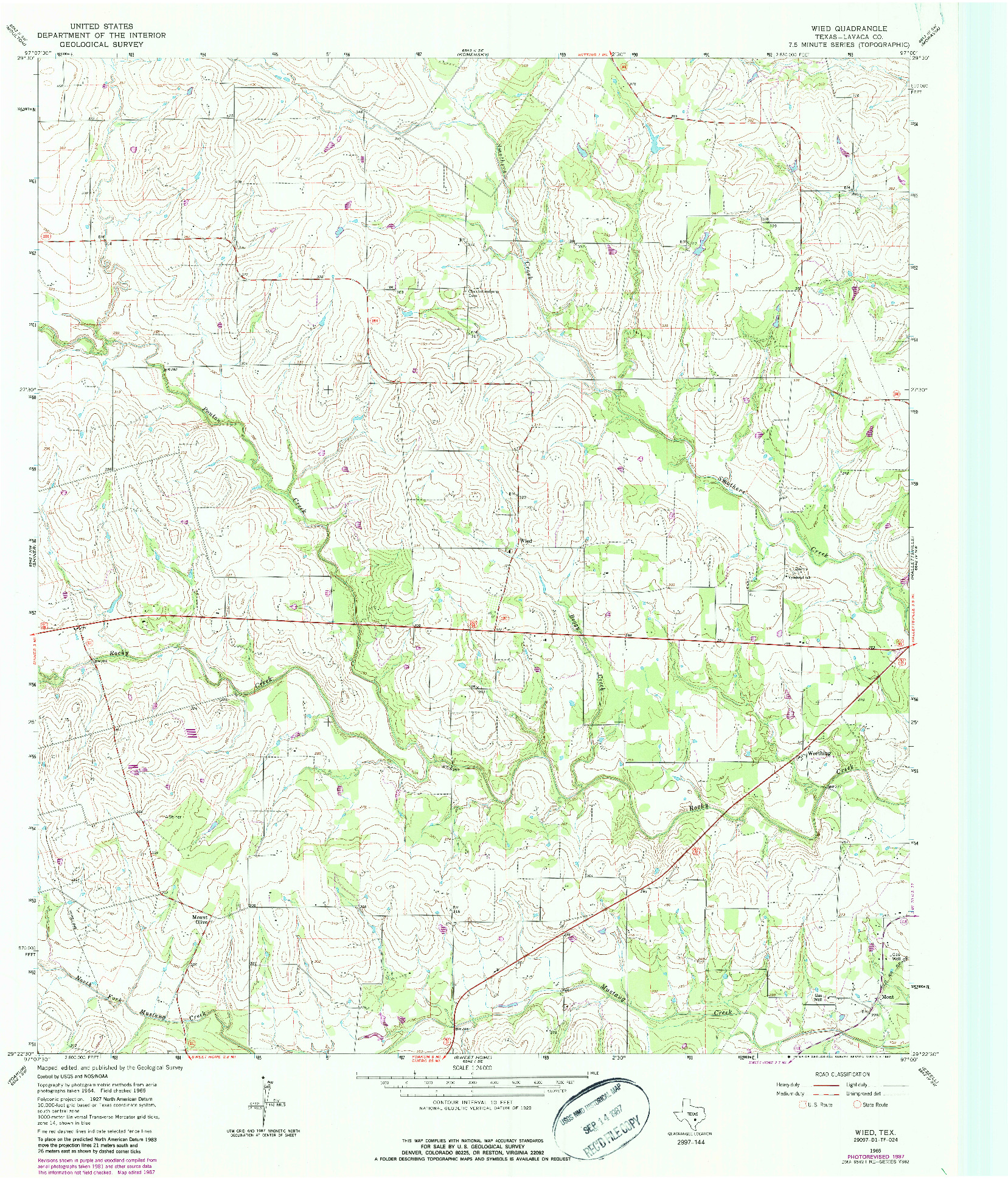 USGS 1:24000-SCALE QUADRANGLE FOR WIED, TX 1965