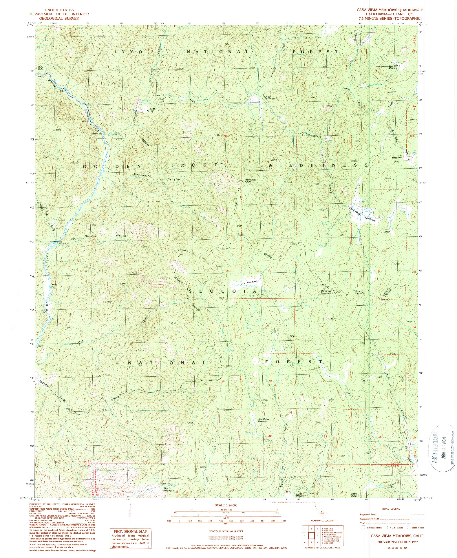 USGS 1:24000-SCALE QUADRANGLE FOR CASA VIEJA MEADOWS, CA 1987