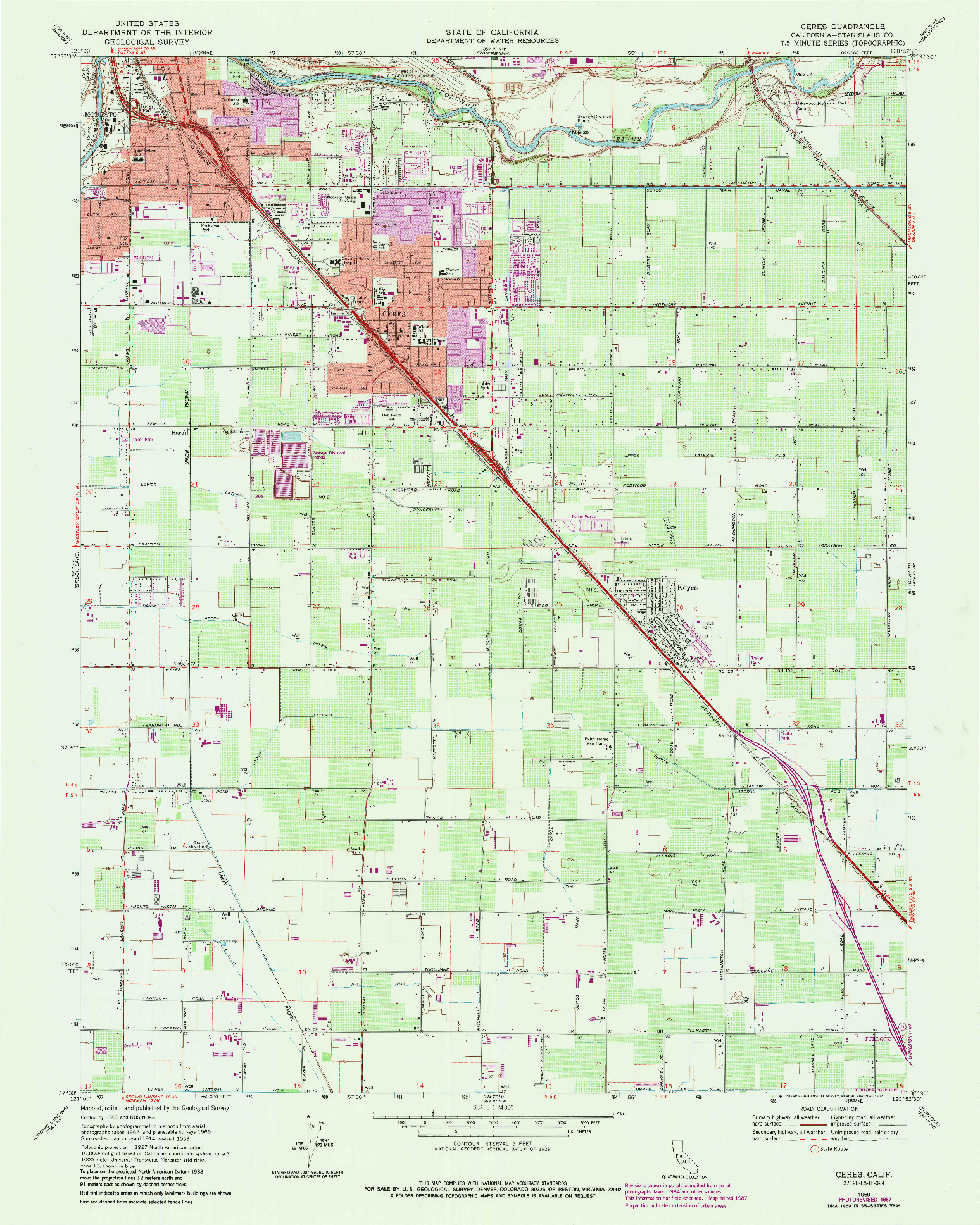 USGS 1:24000-SCALE QUADRANGLE FOR CERES, CA 1969