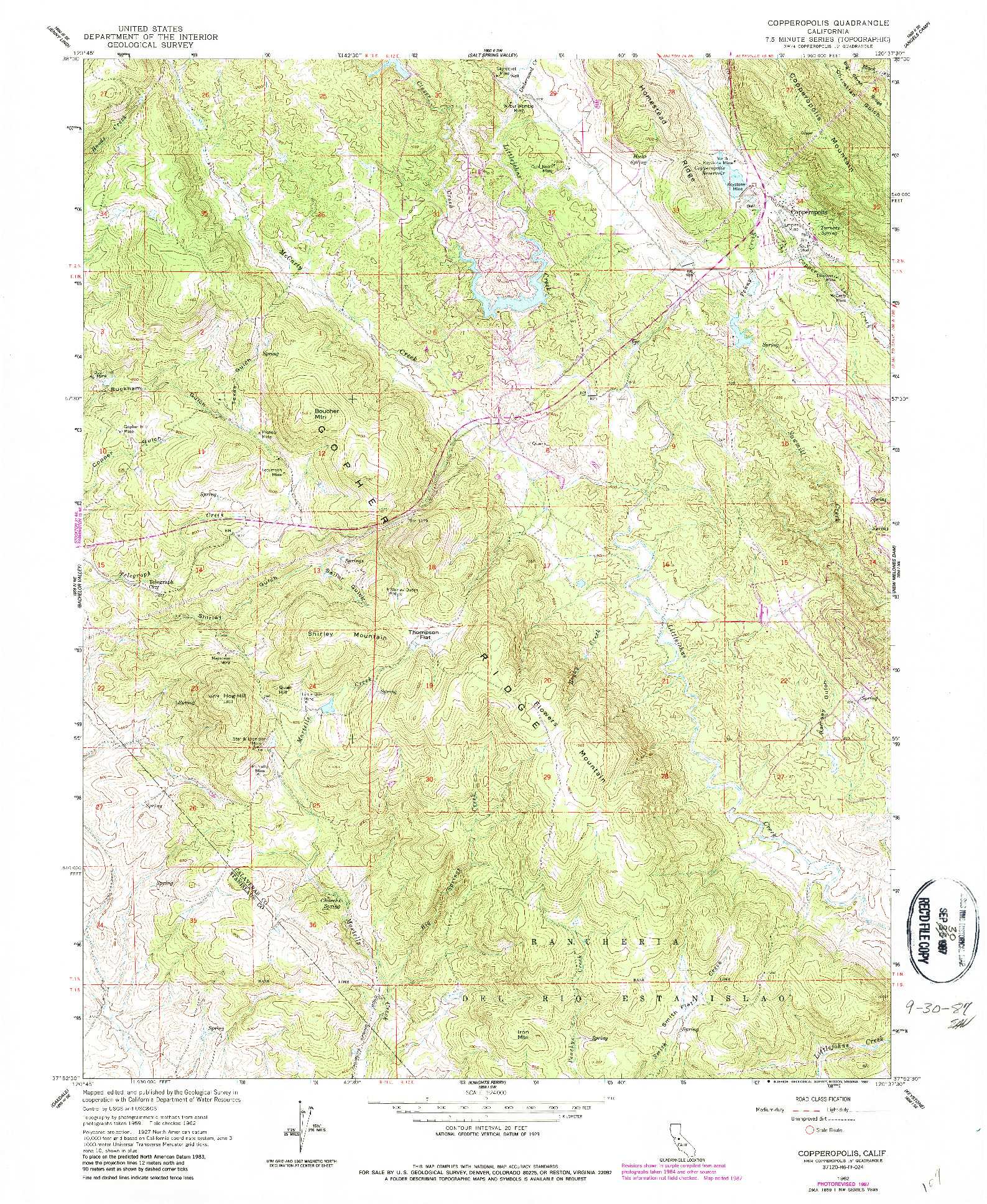 USGS 1:24000-SCALE QUADRANGLE FOR COPPEROPOLIS, CA 1962